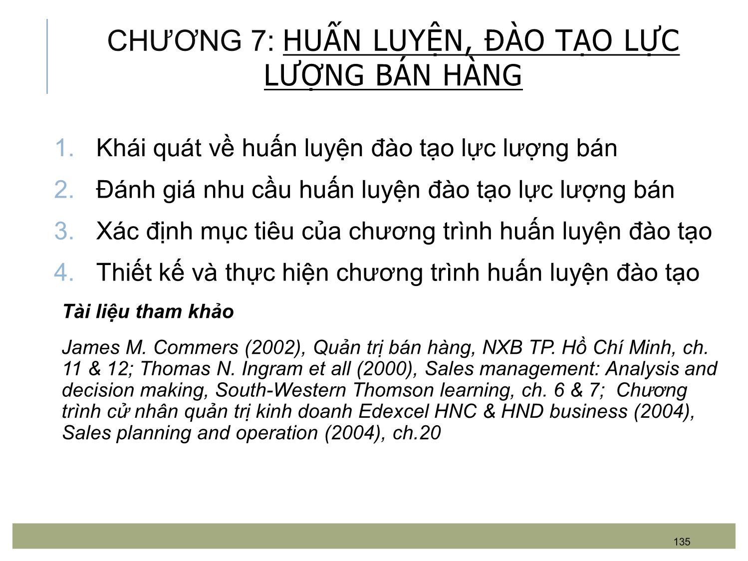 Bài giảng Quản trị bán hàng - Chương 7: Huấn luyện, đào tạo lực lượng bán hàng trang 1