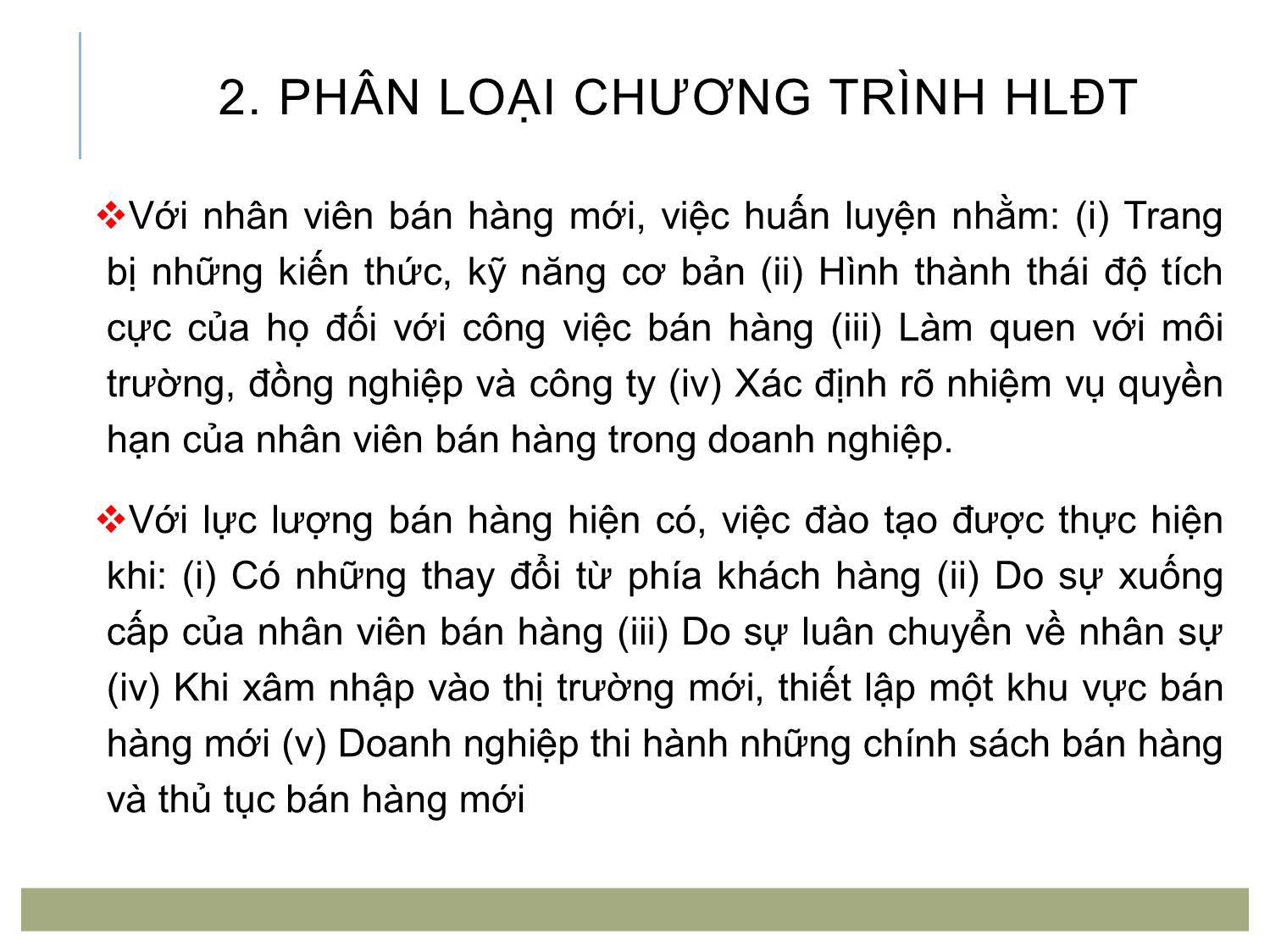 Bài giảng Quản trị bán hàng - Chương 7: Huấn luyện, đào tạo lực lượng bán hàng trang 3