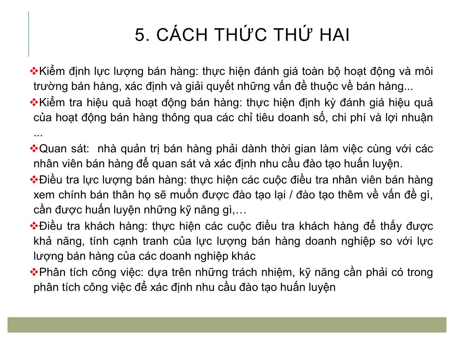 Bài giảng Quản trị bán hàng - Chương 7: Huấn luyện, đào tạo lực lượng bán hàng trang 6