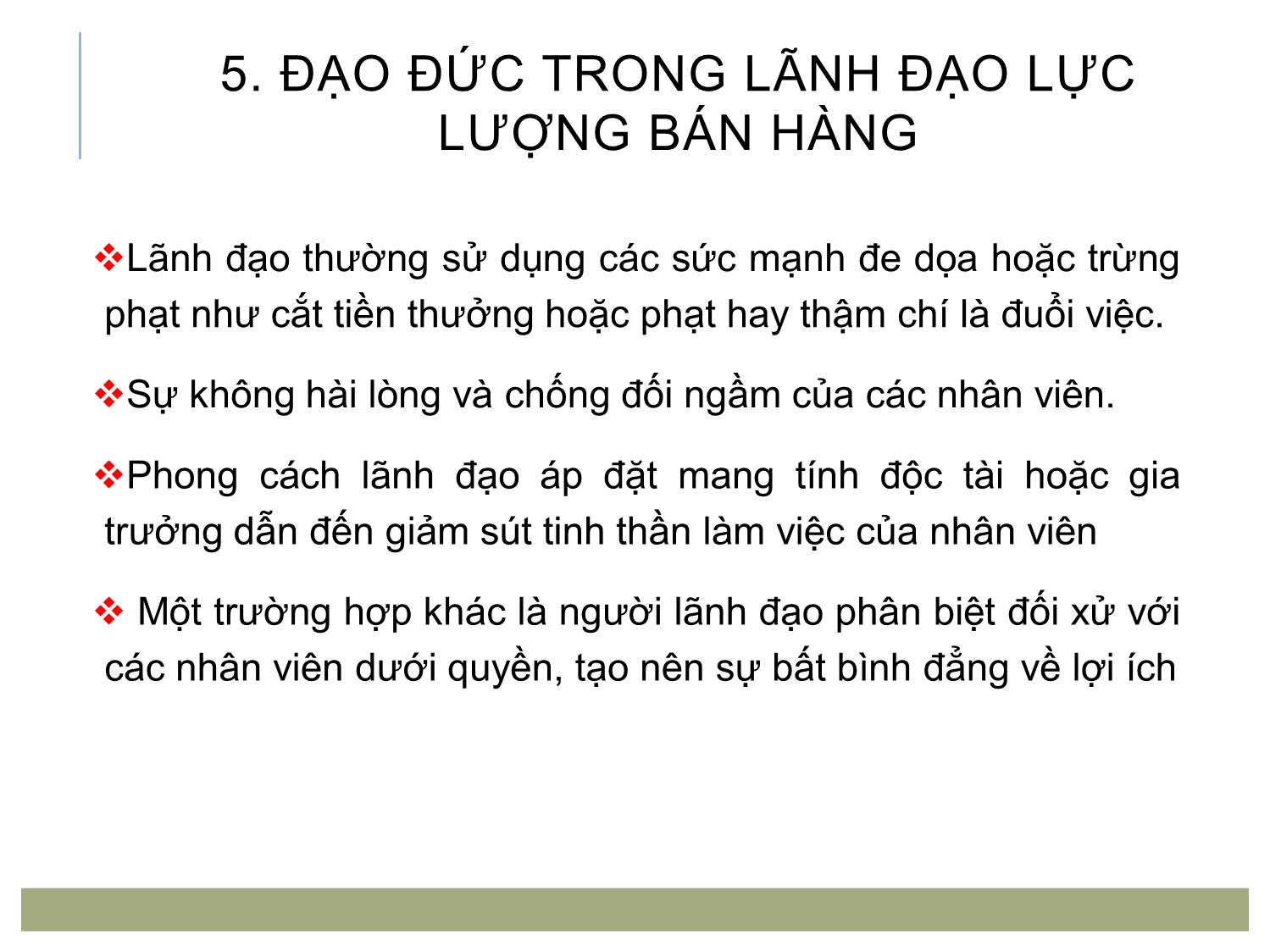 Bài giảng Quản trị bán hàng - Chương 8: Lãnh đạo lực lượng bán hàng trang 6