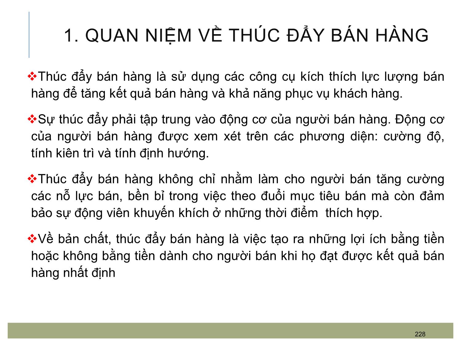 Bài giảng Quản trị bán hàng - Chương 11: Thúc đẩy lực lượng bán hàng trang 2