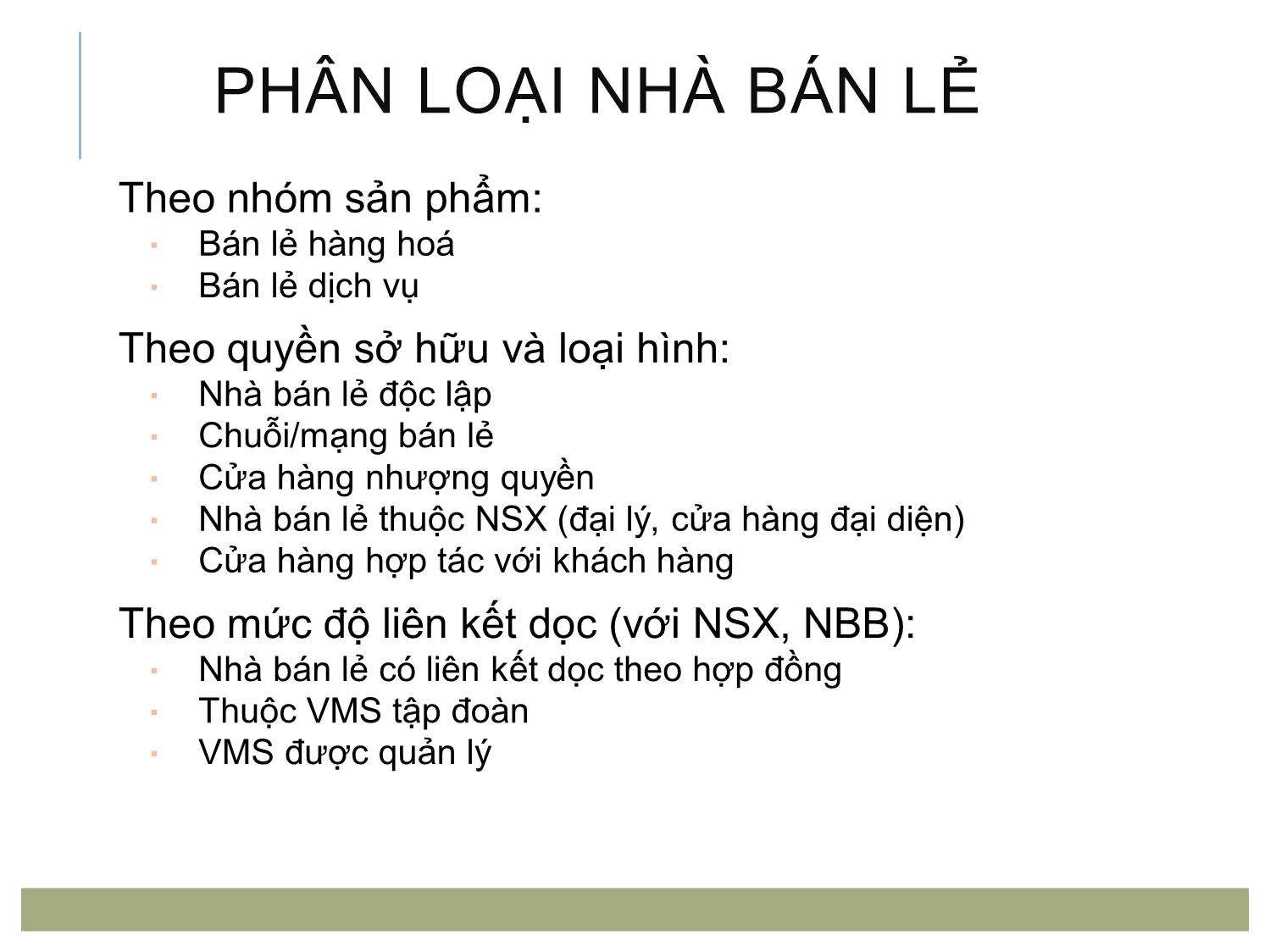 Bài giảng Quản trị bán lẻ - Chương 1: Tổng quan về bán lẻ trang 7