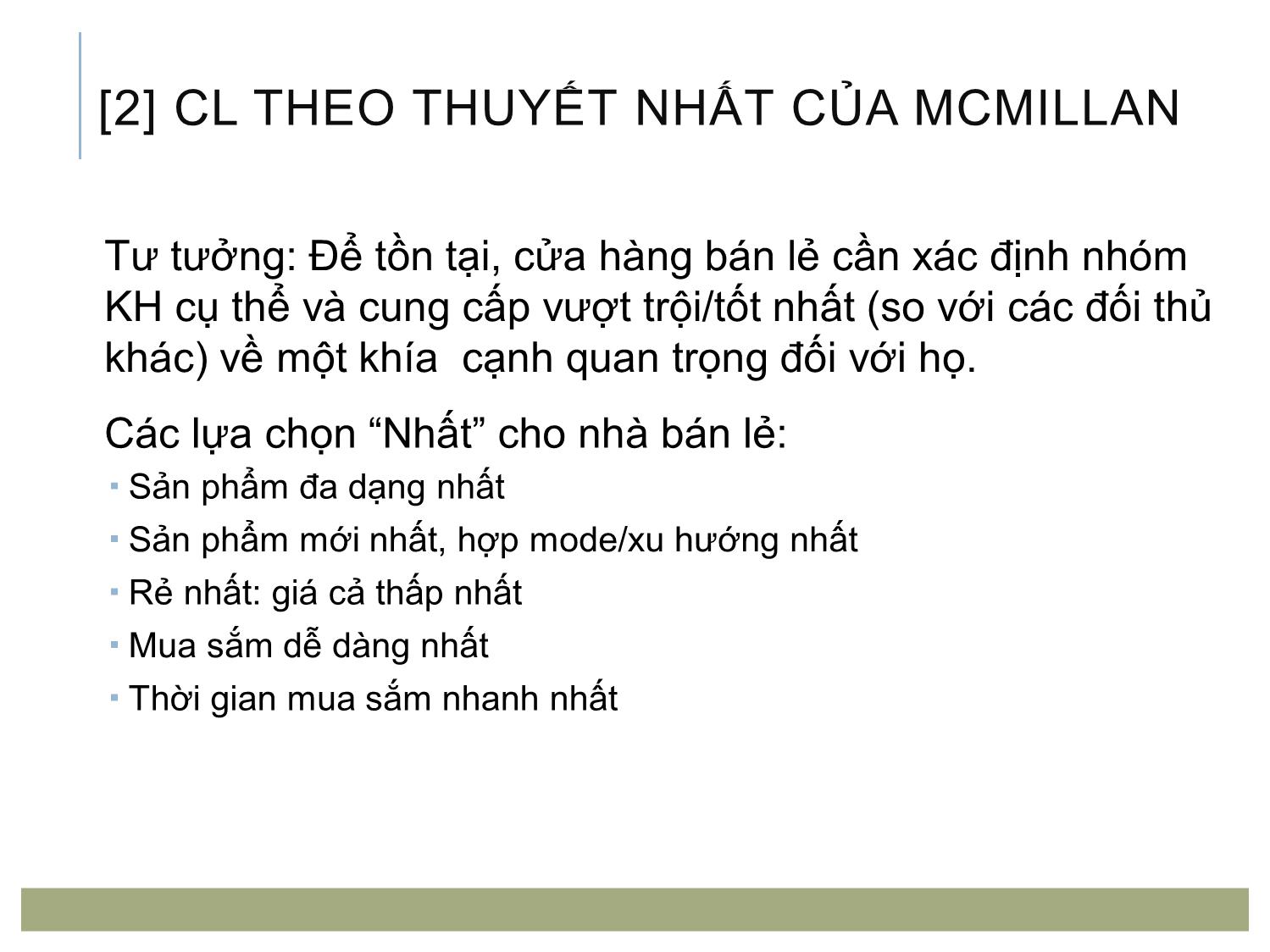 Bài giảng Quản trị bán lẻ - Chương 2: Chiến lược kinh doanh của doanh nghiệp bán lẻ trang 10