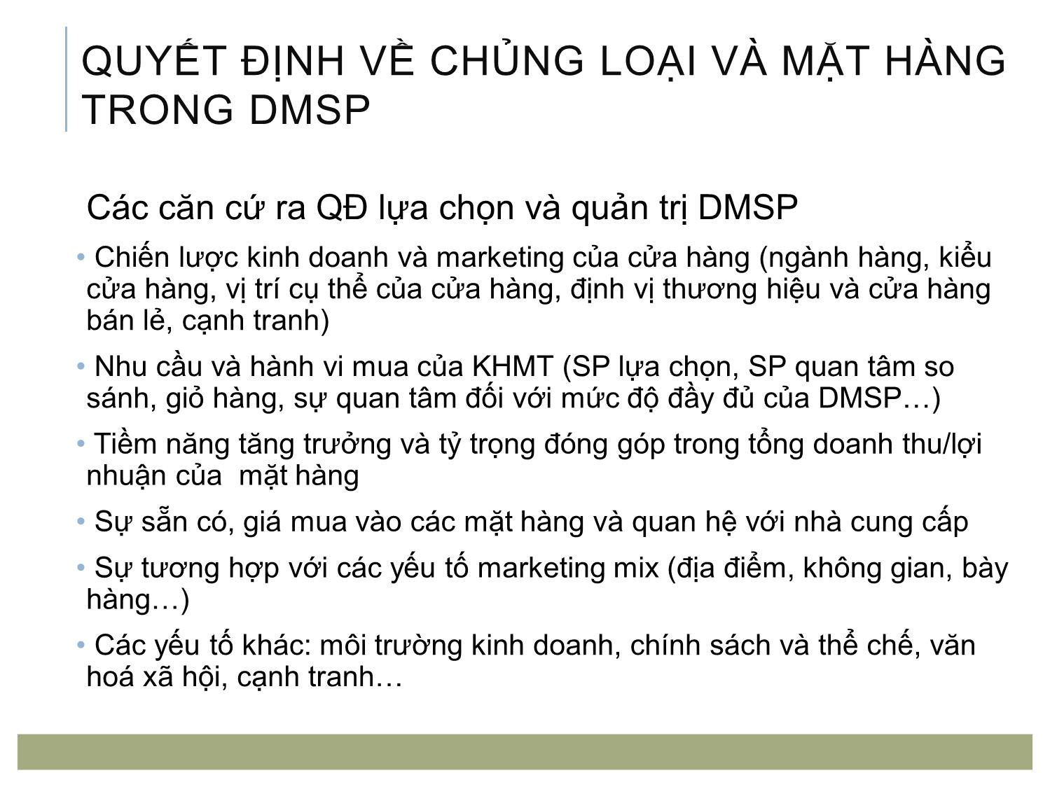 Bài giảng Quản trị bán lẻ - Chương 5: Quản trị danh mục sản phẩm và giá bán trang 8