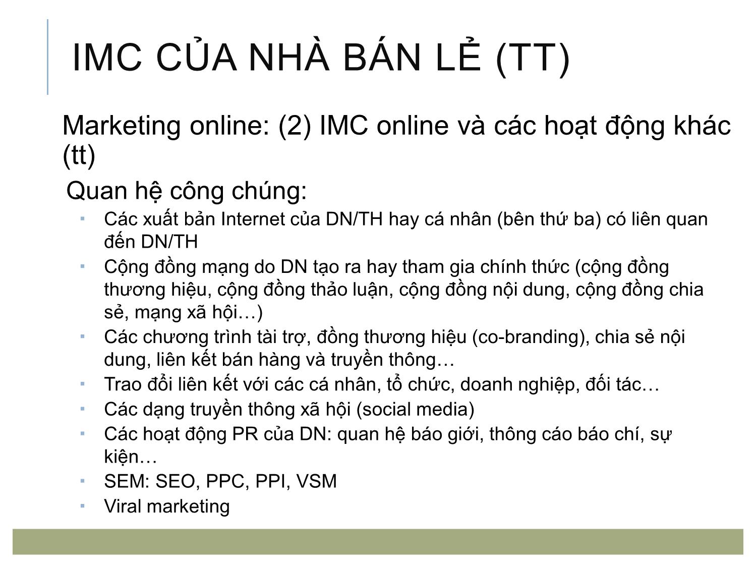 Bài giảng Quản trị bán lẻ - Chương 7: Truyền thông tích hợp của nhà bán lẻ trang 10