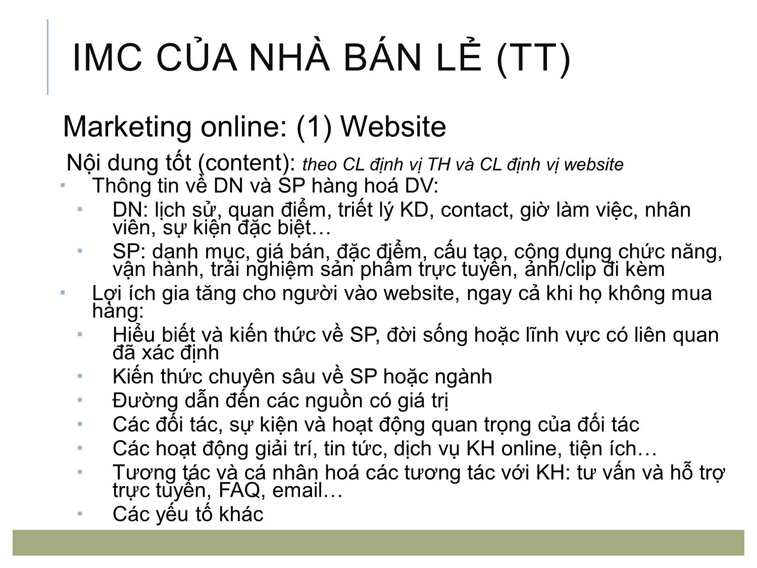 Bài giảng Quản trị bán lẻ - Chương 7: Truyền thông tích hợp của nhà bán lẻ trang 8