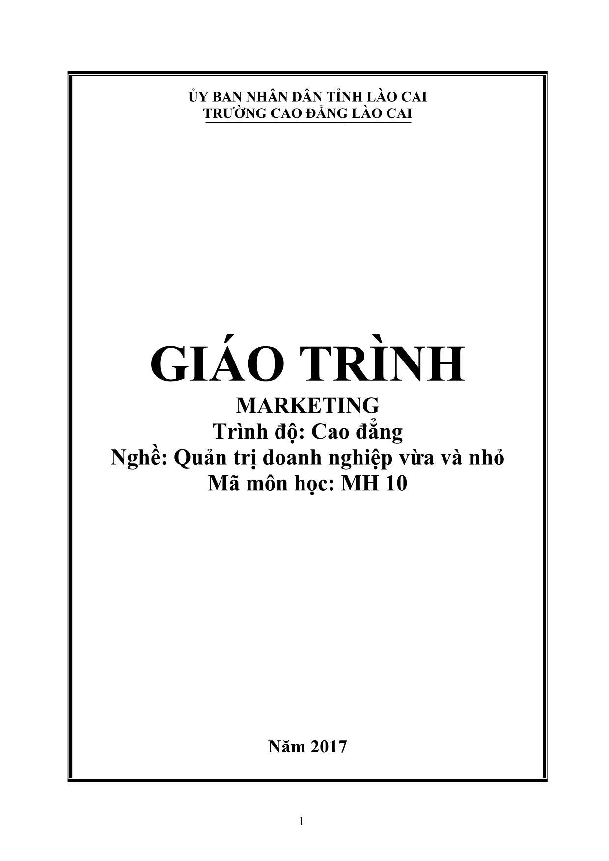 Giáo trình Marketing - Nghề: Quản trị doanh nghiệp vừa và nhỏ trang 1