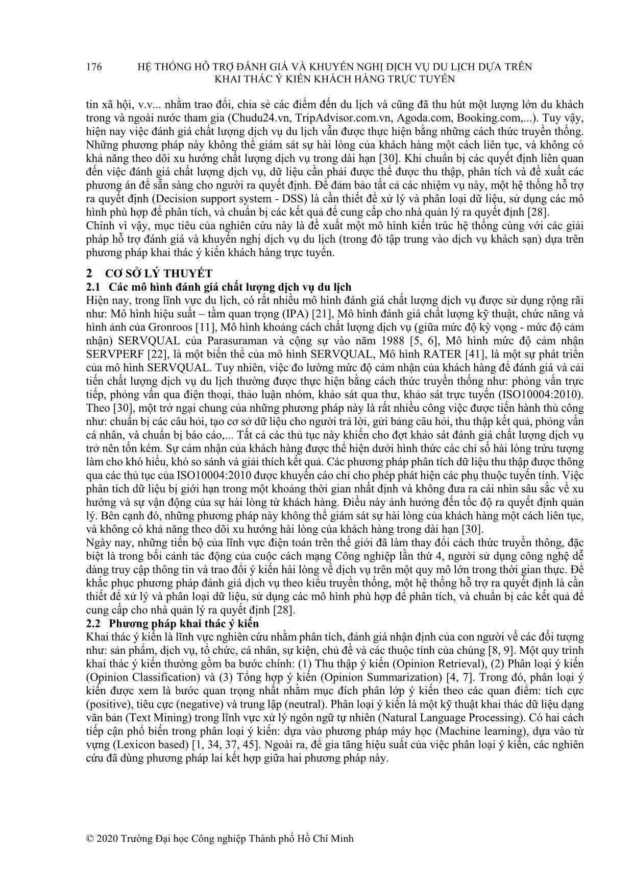 Hệ thống hỗ trợ đánh giá và khuyến nghị dịch vụ du lịch dựa trên khai thác ý kiến khách hàng trực tuyến trang 2