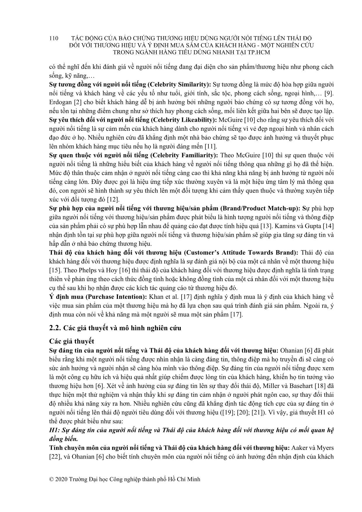 Tác động của bảo chứng thương hiệu dùng người nổi tiếng lên thái độ đối với thương hiệu và ý định mua sắm của khách hàng - Một nghiên cứu trong ngành hàng tiêu dùng nhanh tại thành phố Hồ Chí Minh trang 3