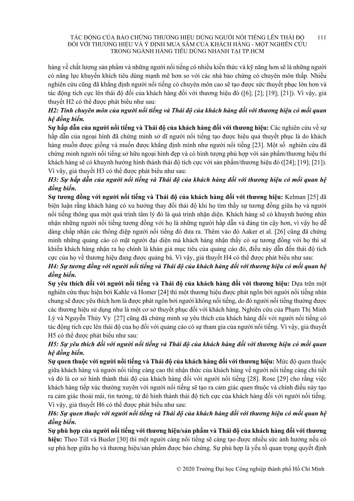 Tác động của bảo chứng thương hiệu dùng người nổi tiếng lên thái độ đối với thương hiệu và ý định mua sắm của khách hàng - Một nghiên cứu trong ngành hàng tiêu dùng nhanh tại thành phố Hồ Chí Minh trang 4