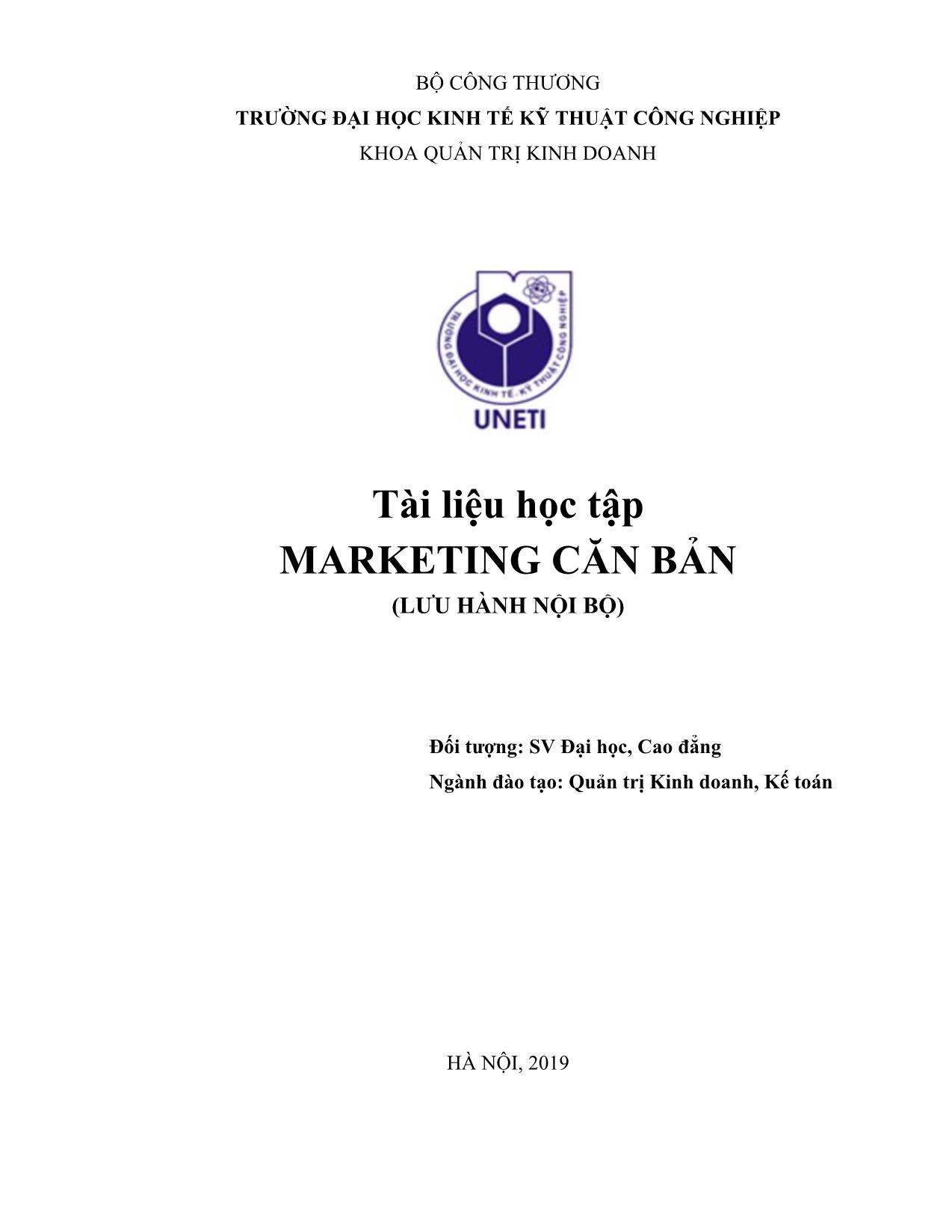 Tài liệu học tập Marketing căn bản (Phần 1) trang 1