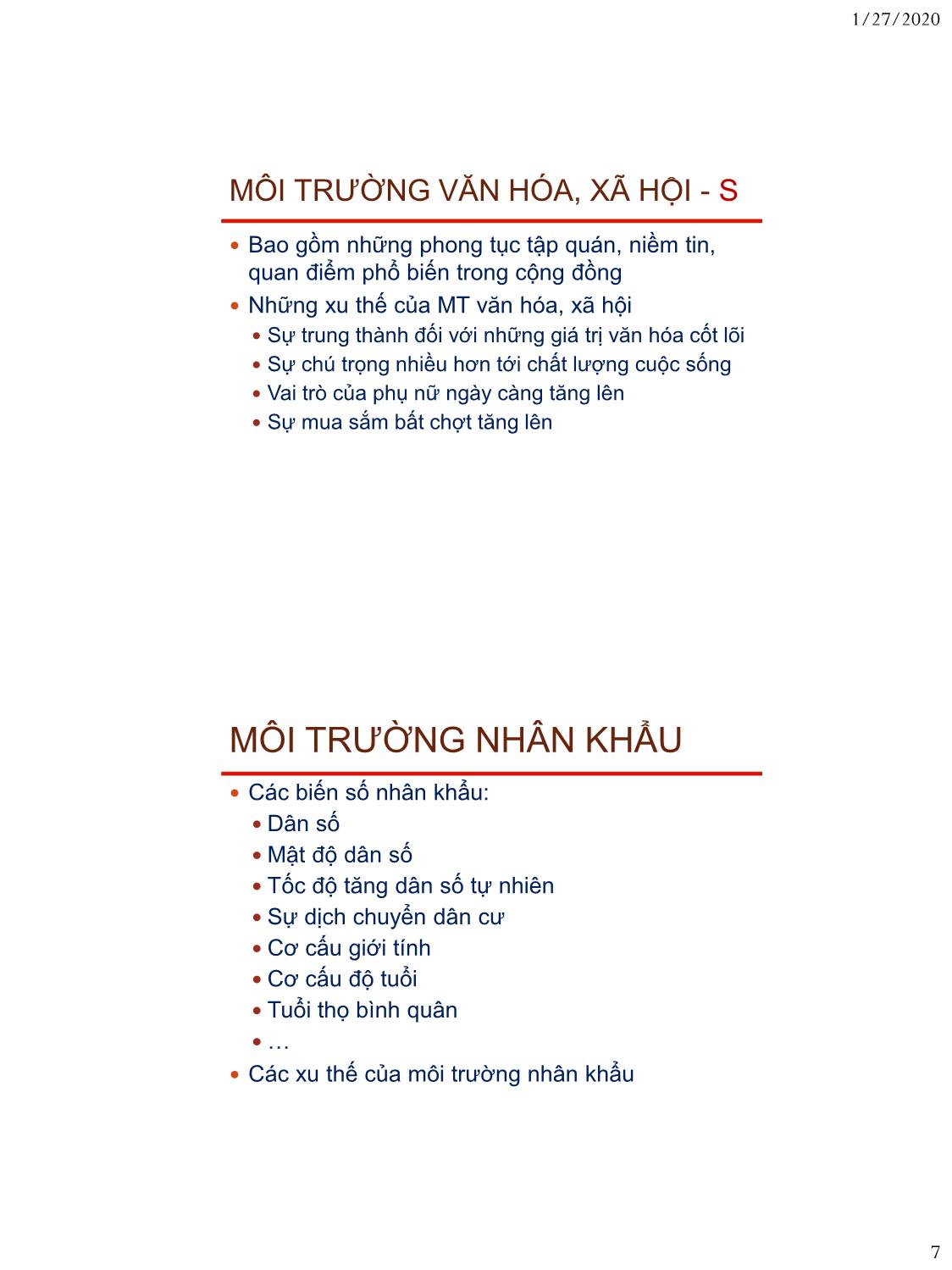 Bài giảng Nguyên lý marketing - Bài 3: Môi trường marketing - Nguyễn Thị Mai An trang 7