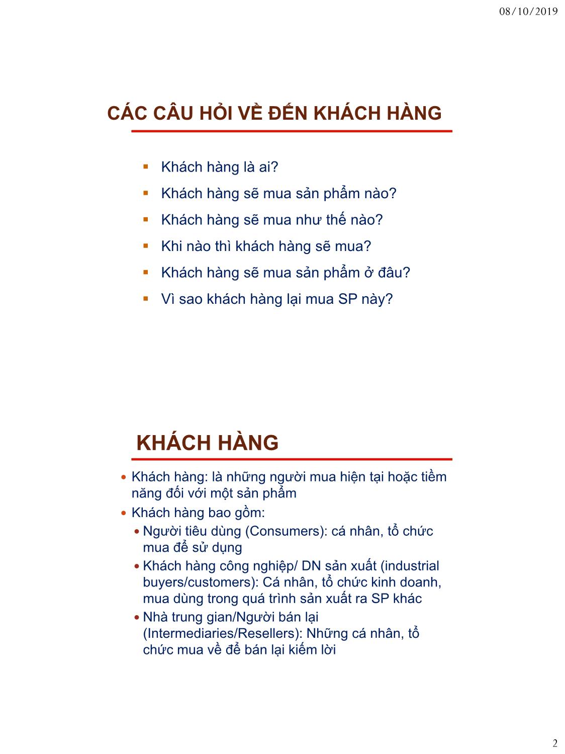 Bài giảng Nguyên lý marketing - Bài 4: Phân tích khách hàng - Nguyễn Thị Mai An trang 2