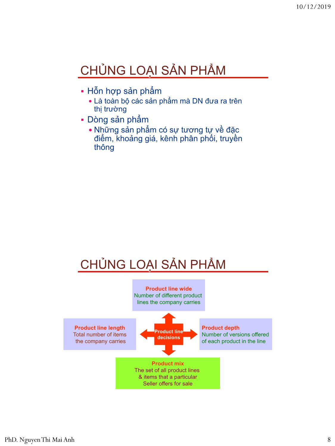 Bài giảng Nguyên lý marketing - Bài 6: Chiến lược đối với sản phẩm - Nguyễn Thị Mai An trang 8