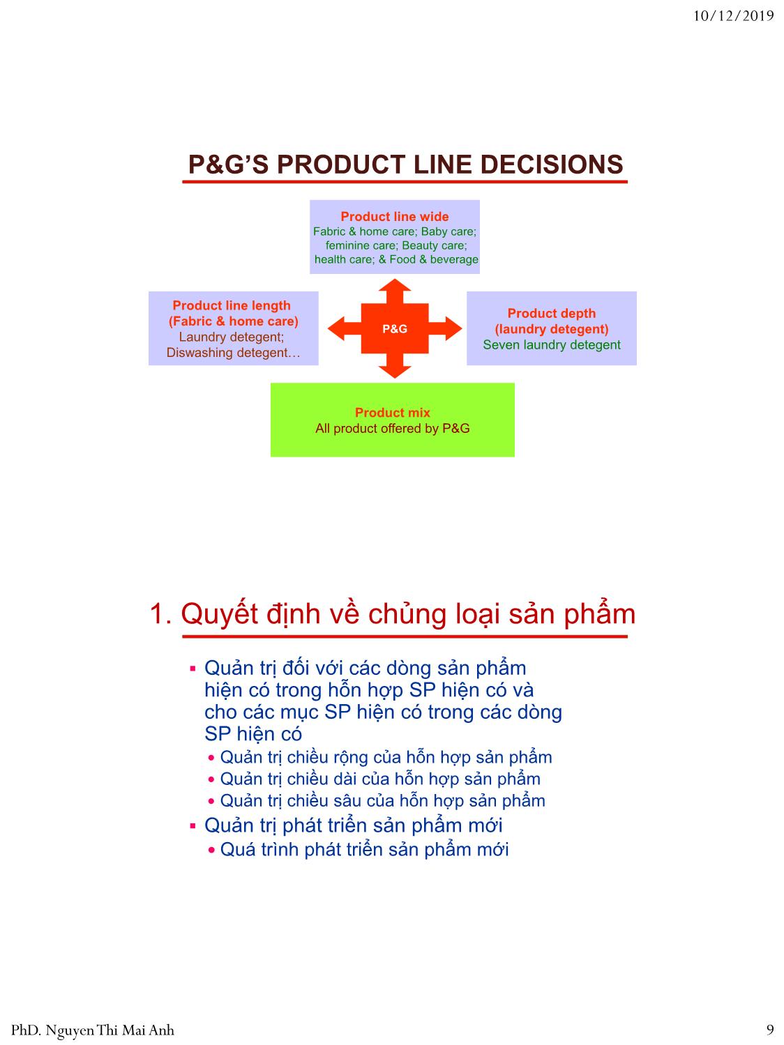 Bài giảng Nguyên lý marketing - Bài 6: Chiến lược đối với sản phẩm - Nguyễn Thị Mai An trang 9