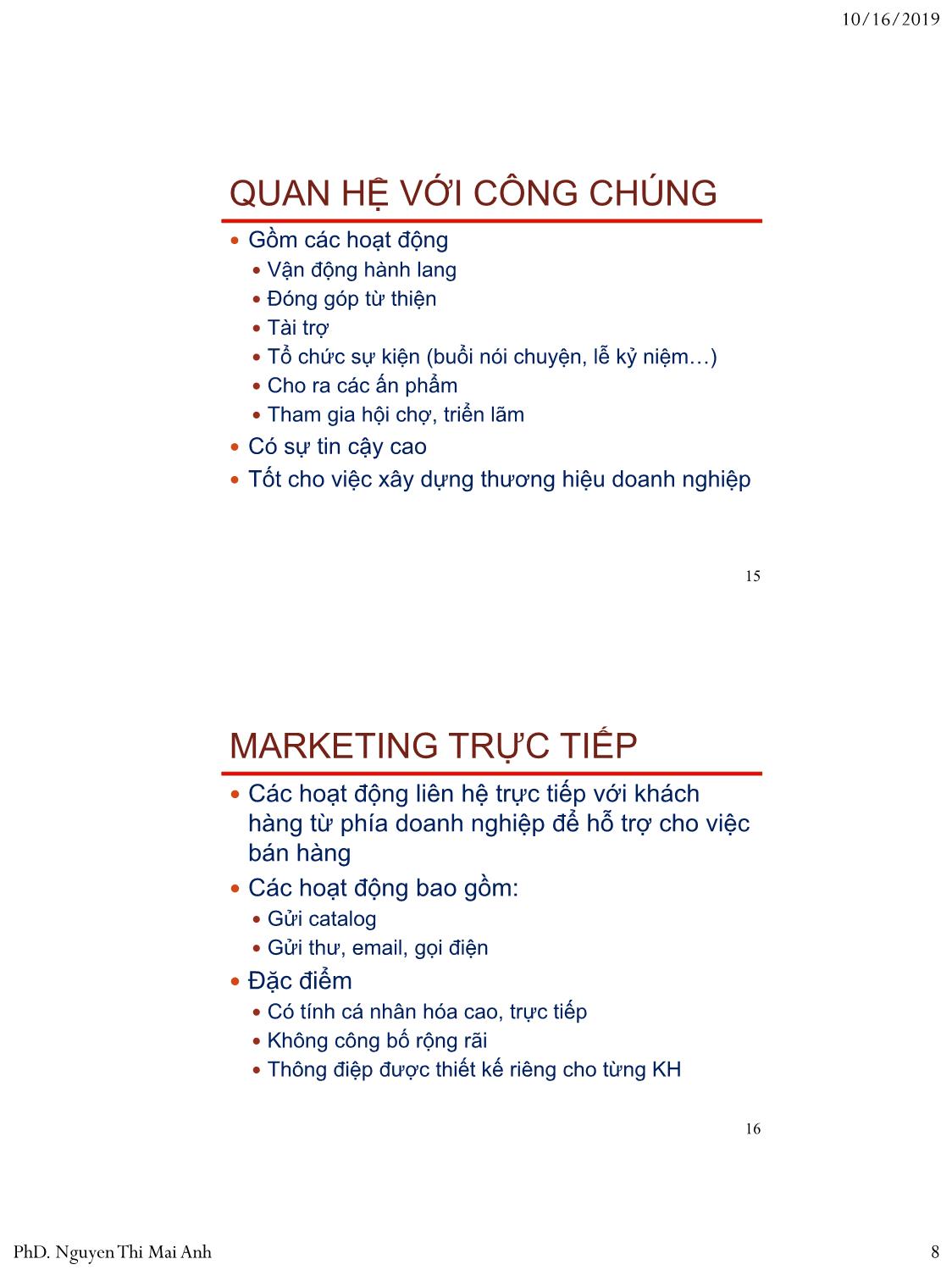 Bài giảng Nguyên lý marketing - Bài 9: Truyền thông marketing - Nguyễn Thị Mai An trang 8