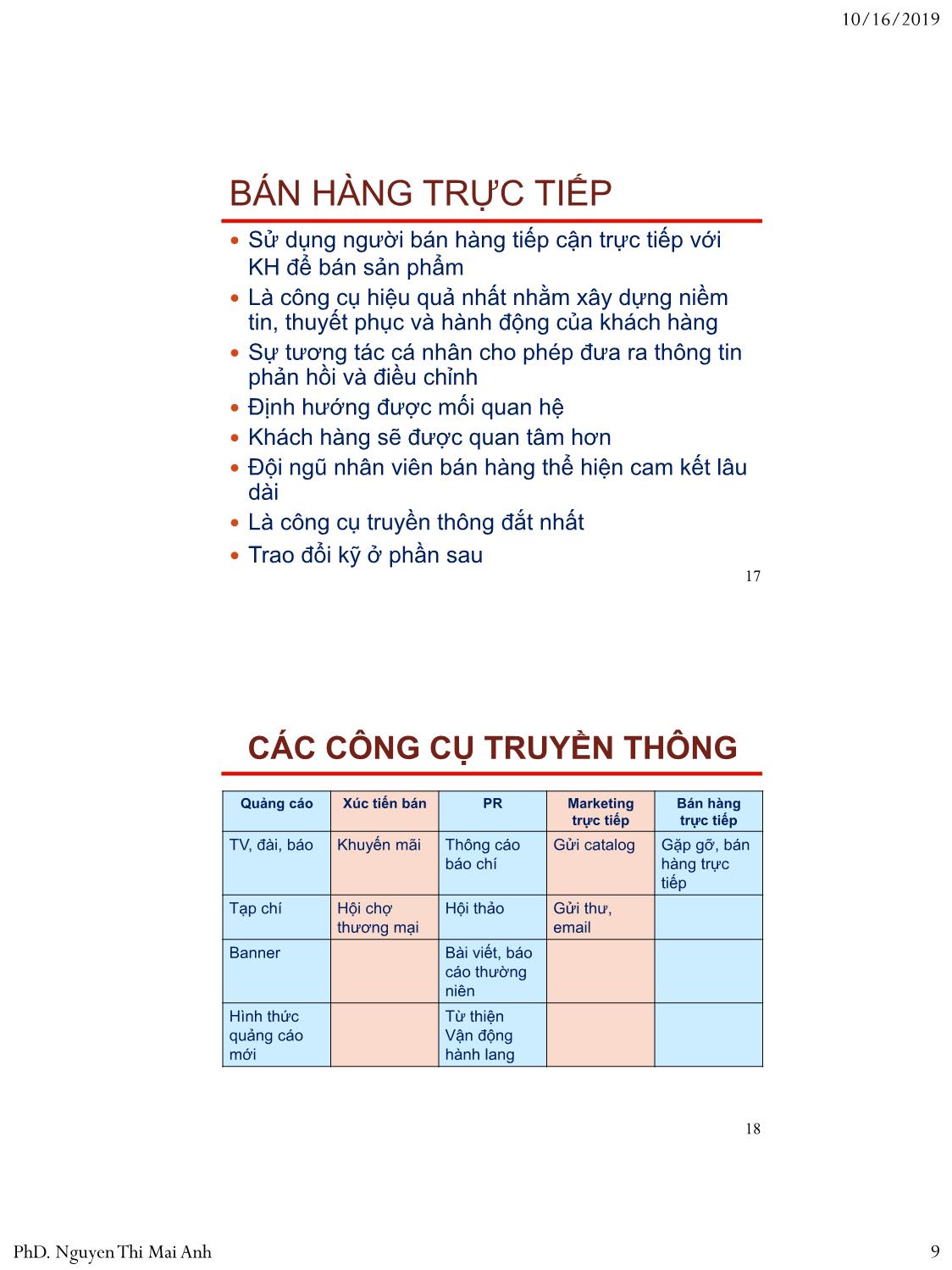 Bài giảng Nguyên lý marketing - Bài 9: Truyền thông marketing - Nguyễn Thị Mai An trang 9
