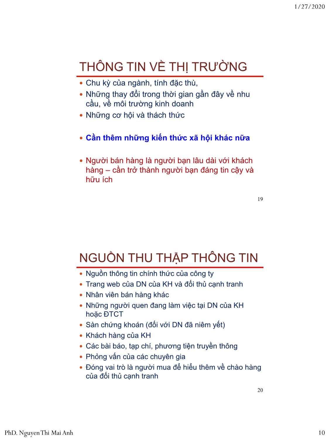 Bài giảng Nguyên lý marketing - Bài 10: Bán hàng trực tiếp - Nguyễn Thị Mai An trang 10