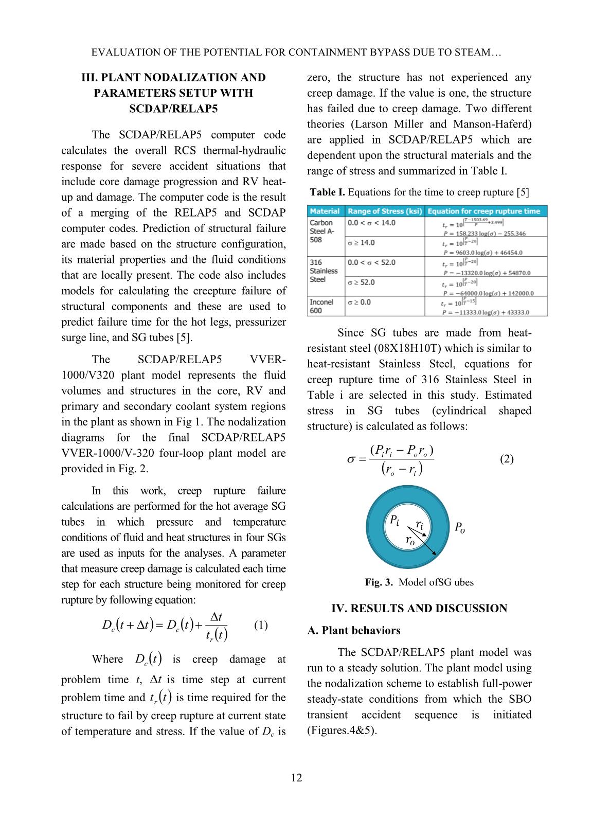 Evaluation of the Potential for Containment Bypass due to Steam Generator Tube Rupture in VVER-1000/V320 Reactor during Extended SBO sequence using SCDAP/RELAP5 code trang 4