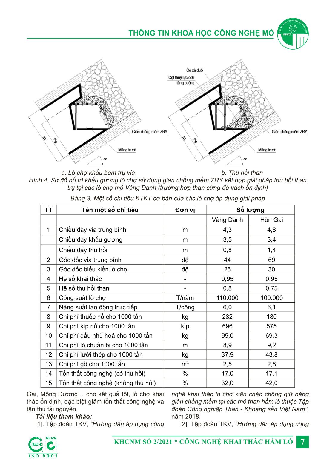 Kết quả áp dụng công nghệ khai thác sử dụng giàn chống mềm loại ZRY và đề xuất giải pháp thu hồi than nhằm mở rộng phạm vi áp dụng trong khai thác vỉa dốc tại các mỏ than hầm lò của Tập đoàn Công nghiệp Than - Khoáng sản Việt Nam trang 7