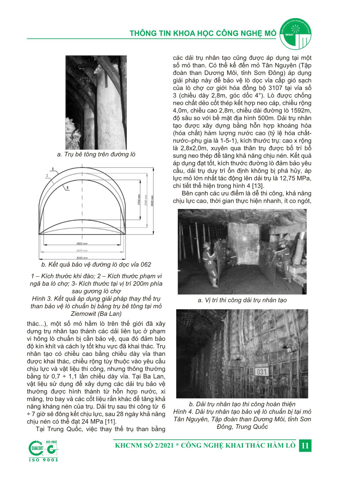 Nghiên cứu áp dụng thử nghiệm công nghệ sử dụng trụ nhân tạo bảo vệ lò chuẩn bị trong quá trình khai thác tại mỏ Khe Chàm III, Công ty than Khe Chàm - TKV trang 3