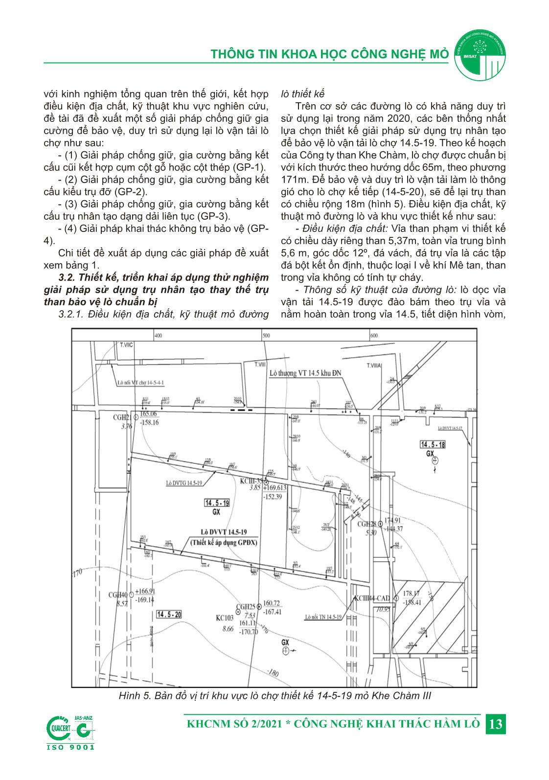 Nghiên cứu áp dụng thử nghiệm công nghệ sử dụng trụ nhân tạo bảo vệ lò chuẩn bị trong quá trình khai thác tại mỏ Khe Chàm III, Công ty than Khe Chàm - TKV trang 5