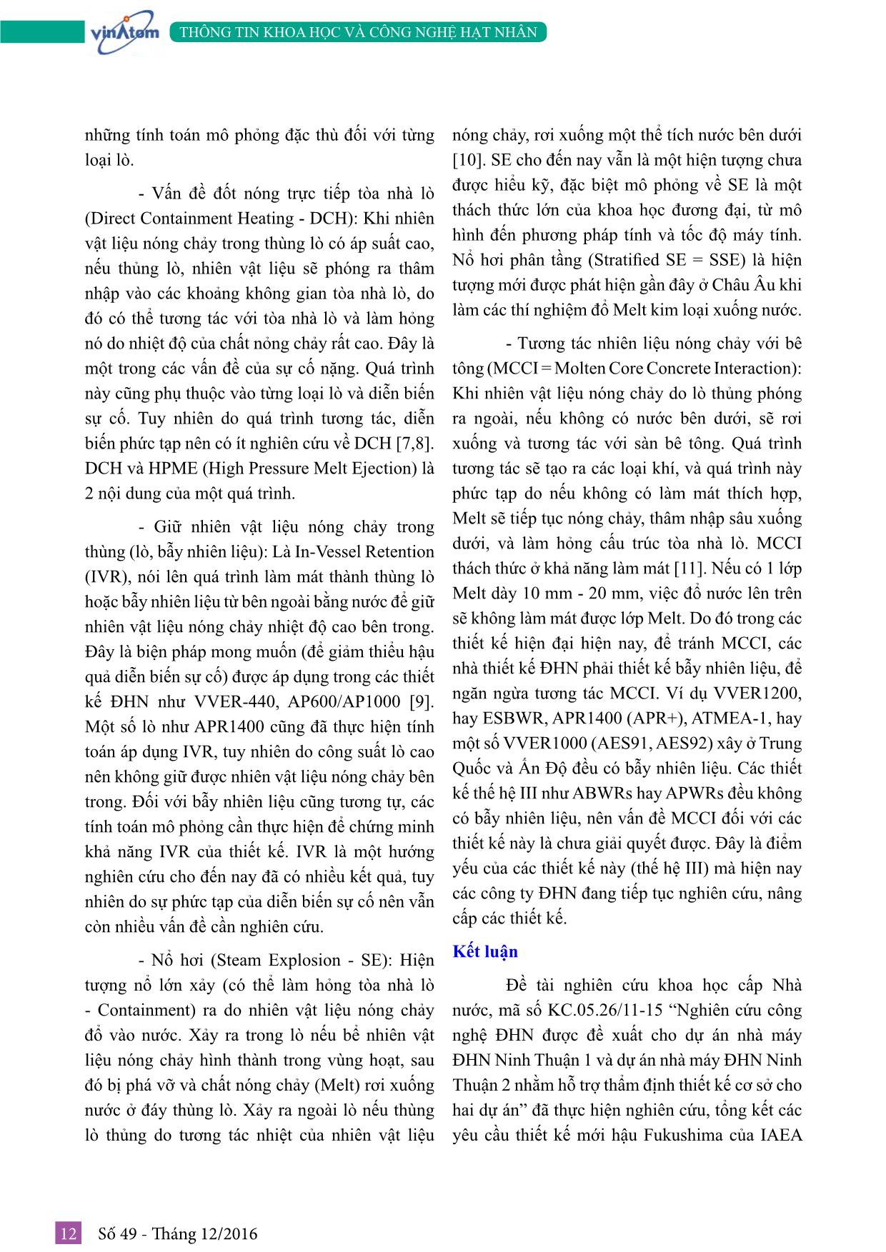Nghiên cứu công nghệ điện hạt nhân được đề xuất cho dự án nhà máy Điện hạt nhân Ninh Thuận 1 và dự án nhà máy Điện hạt nhân Ninh Thuận 2 nhằm hỗ trợ thẩm định thiết kế cơ sở cho hai dự án trang 7