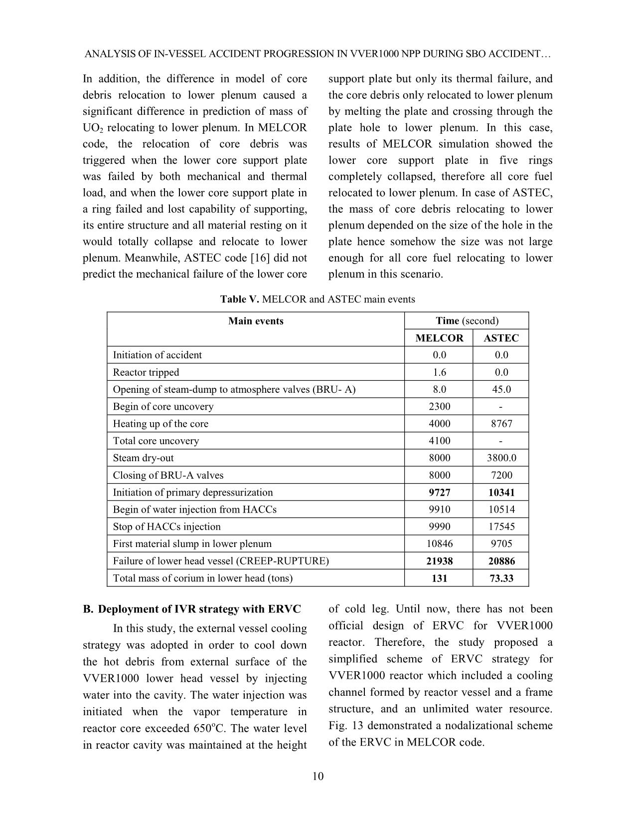 Analysis of in-vessel accident progression in VVER1000 NPP during SBO accident with external reactor vessel cooling method trang 10