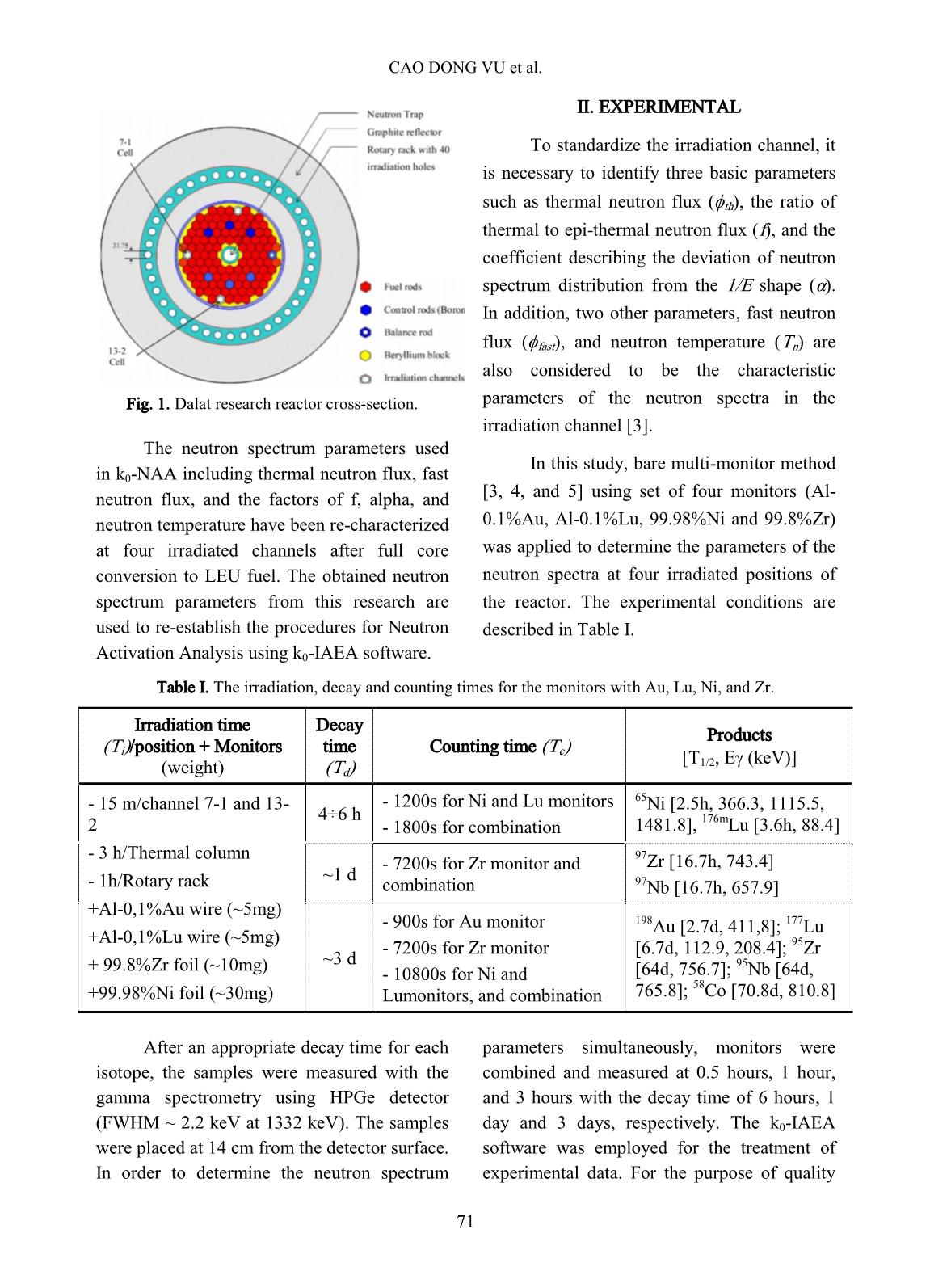 Characterization of neutron spectrum parameters at irradiation channels for neutron activation analysis after full conversion of the Dalat nuclear research reactor to low enriched uranium fuel trang 2