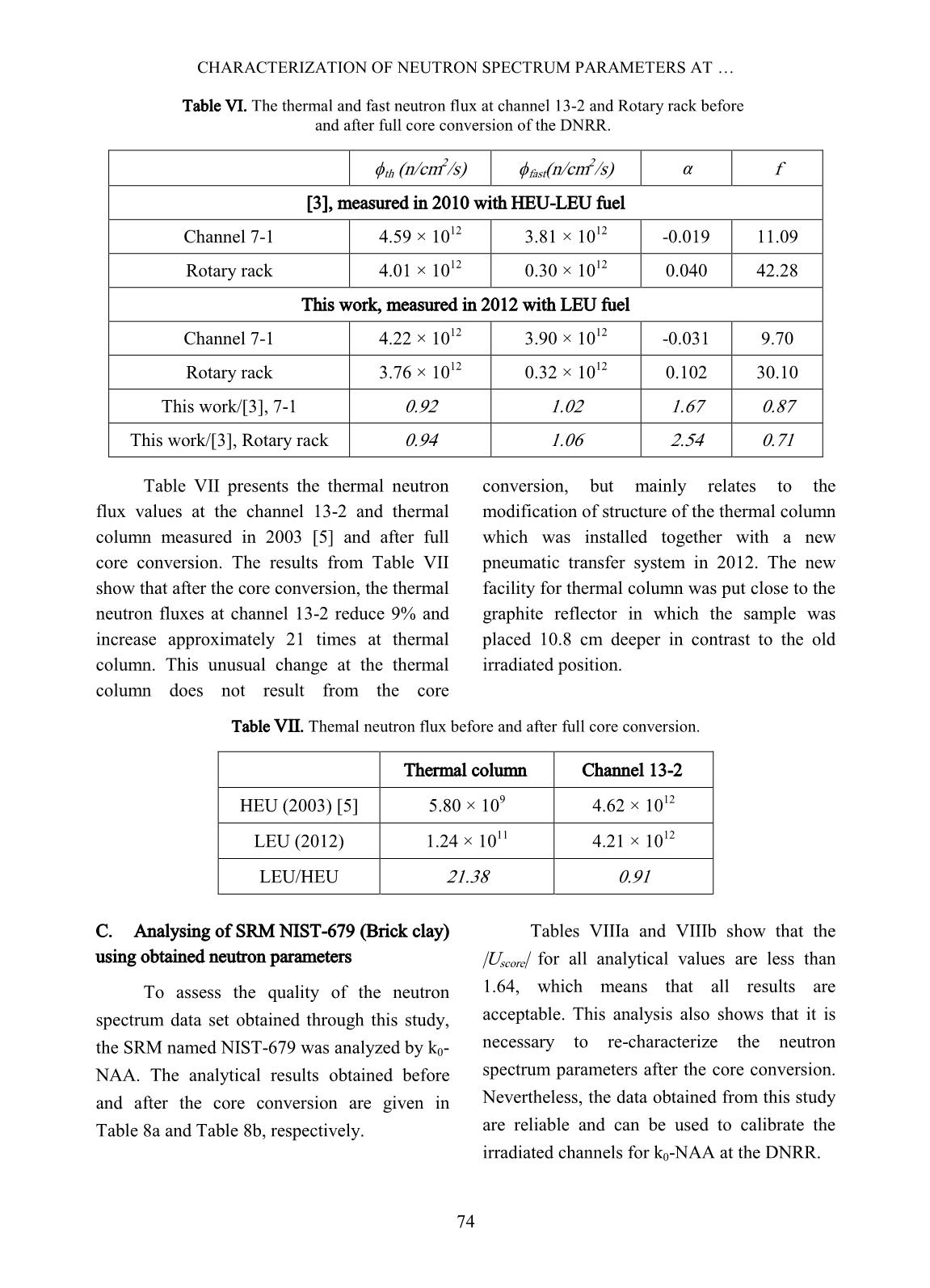 Characterization of neutron spectrum parameters at irradiation channels for neutron activation analysis after full conversion of the Dalat nuclear research reactor to low enriched uranium fuel trang 5