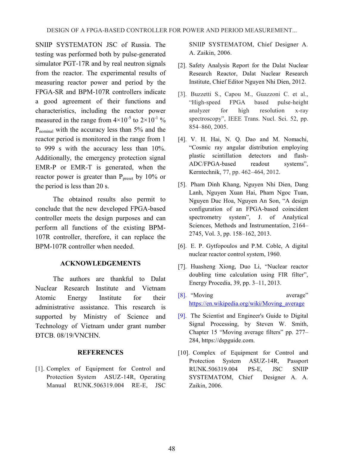 Design of a FPGA-based controller for power and period measurement in the start range of Dalat Nuclear Research Reactor trang 8