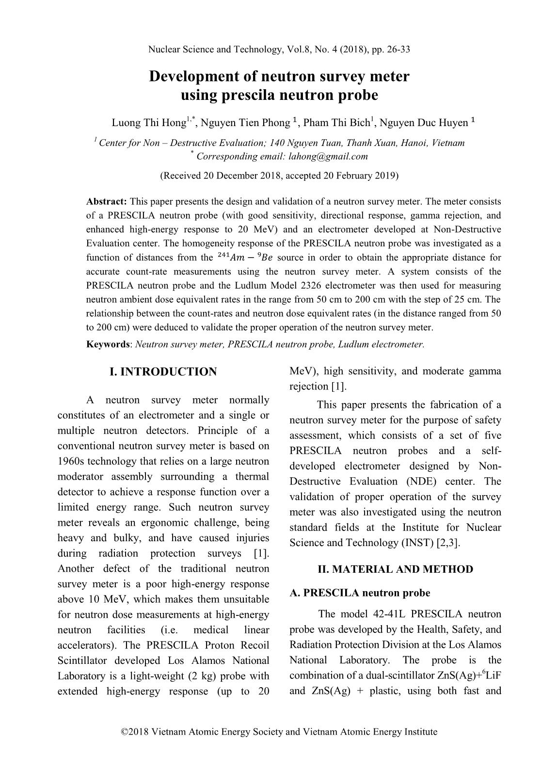 Development of neutron survey meter using prescila neutron probe trang 1