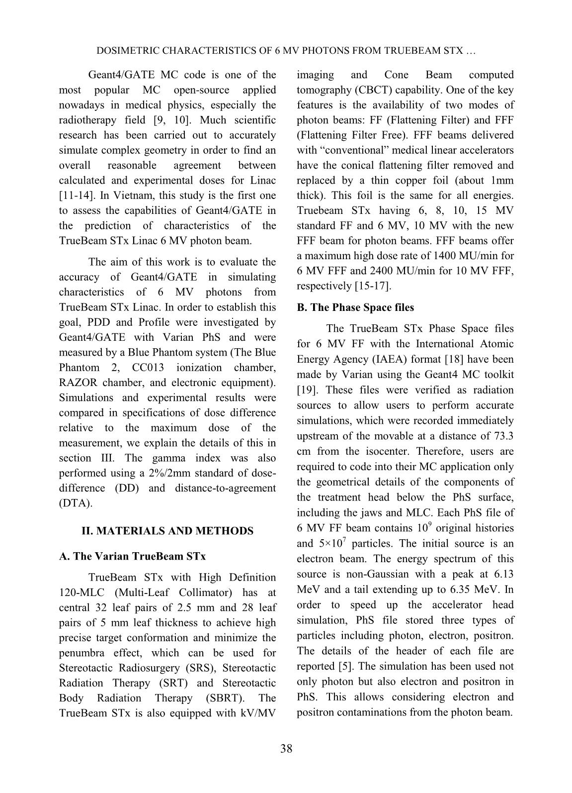 Dosimetric characteristics of 6 MV photons from TrueBeam STx medical linear accelerator: Simulation and experimental data trang 2