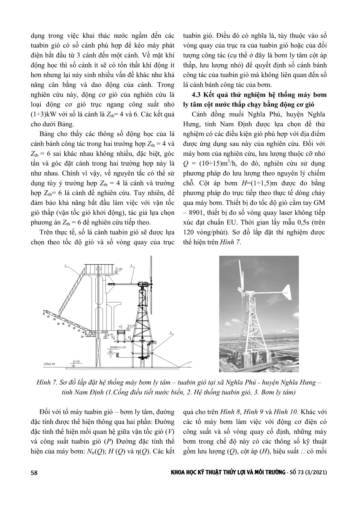 Nghiên cứu, lựa chọn số lá cánh máy bơm ly tâm cột áp thấp và số lá cánh động cơ gió cho hệ thống máy bơm nước mặn sử dụng năng lượng gió phục vụ sản xuất muối cho vùng ven biển trang 6