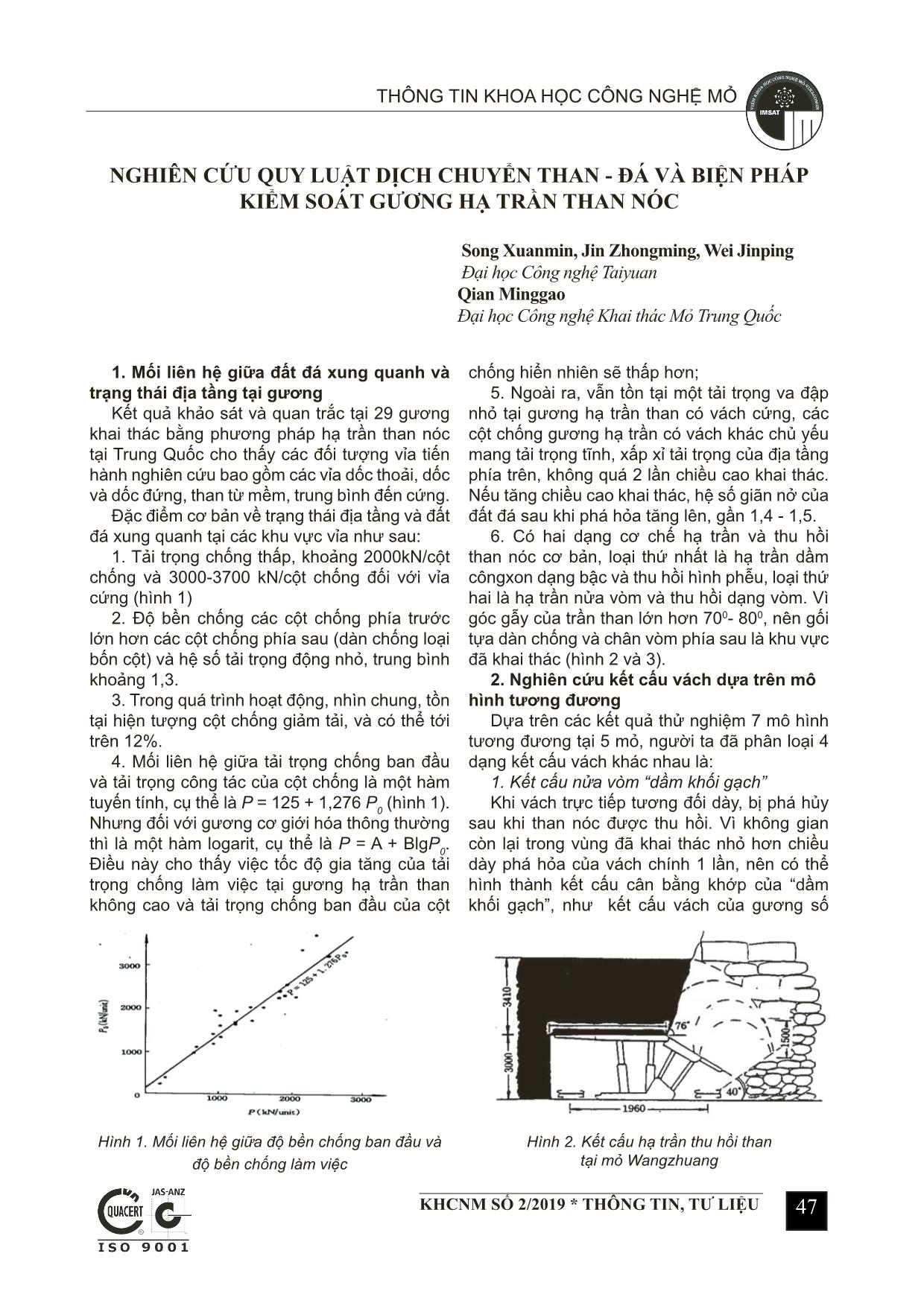 Nghiên cứu quy luật dịch chuyển than - đá và biện pháp kiểm soát gương hạ trần than nóc trang 1
