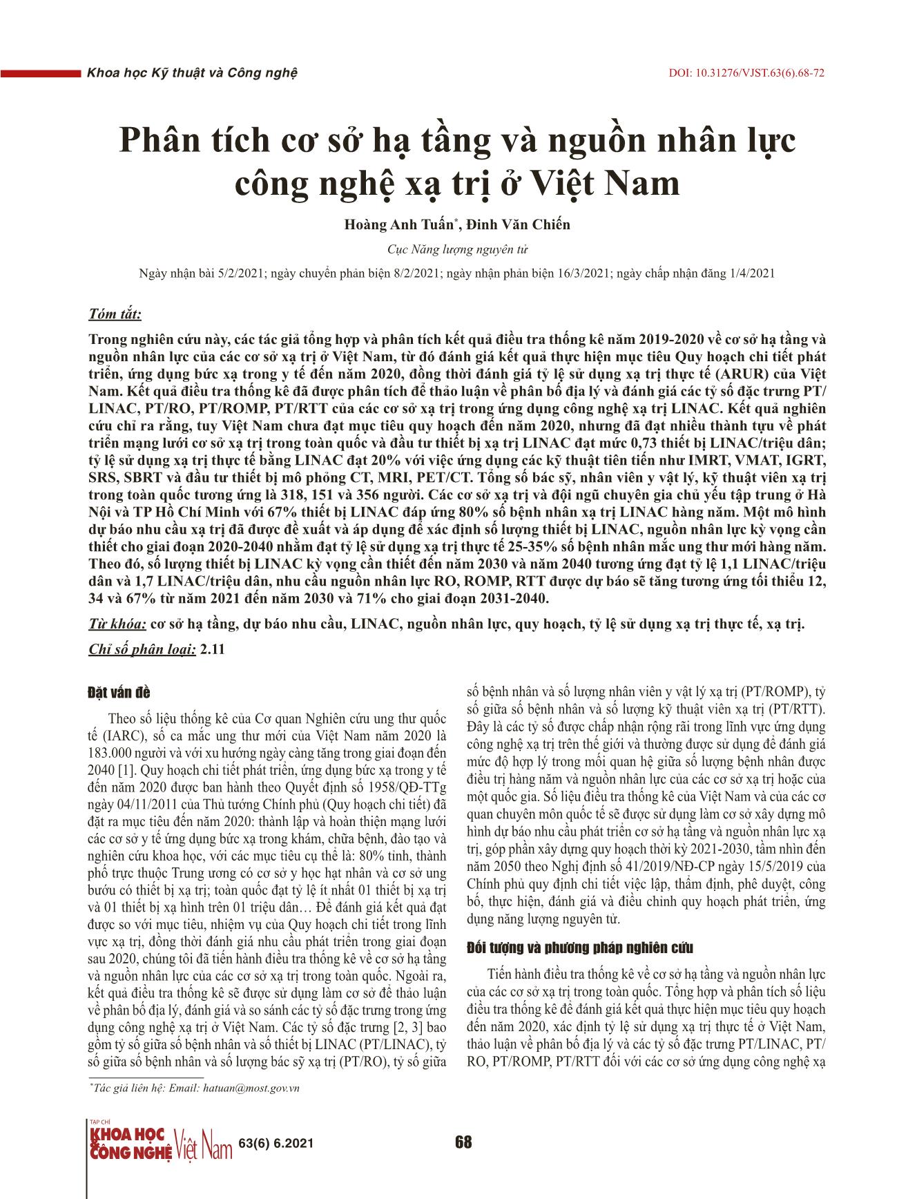 Phân tích cơ sở hạ tầng và nguồn nhân lực công nghệ xạ trị ở Việt Nam trang 1
