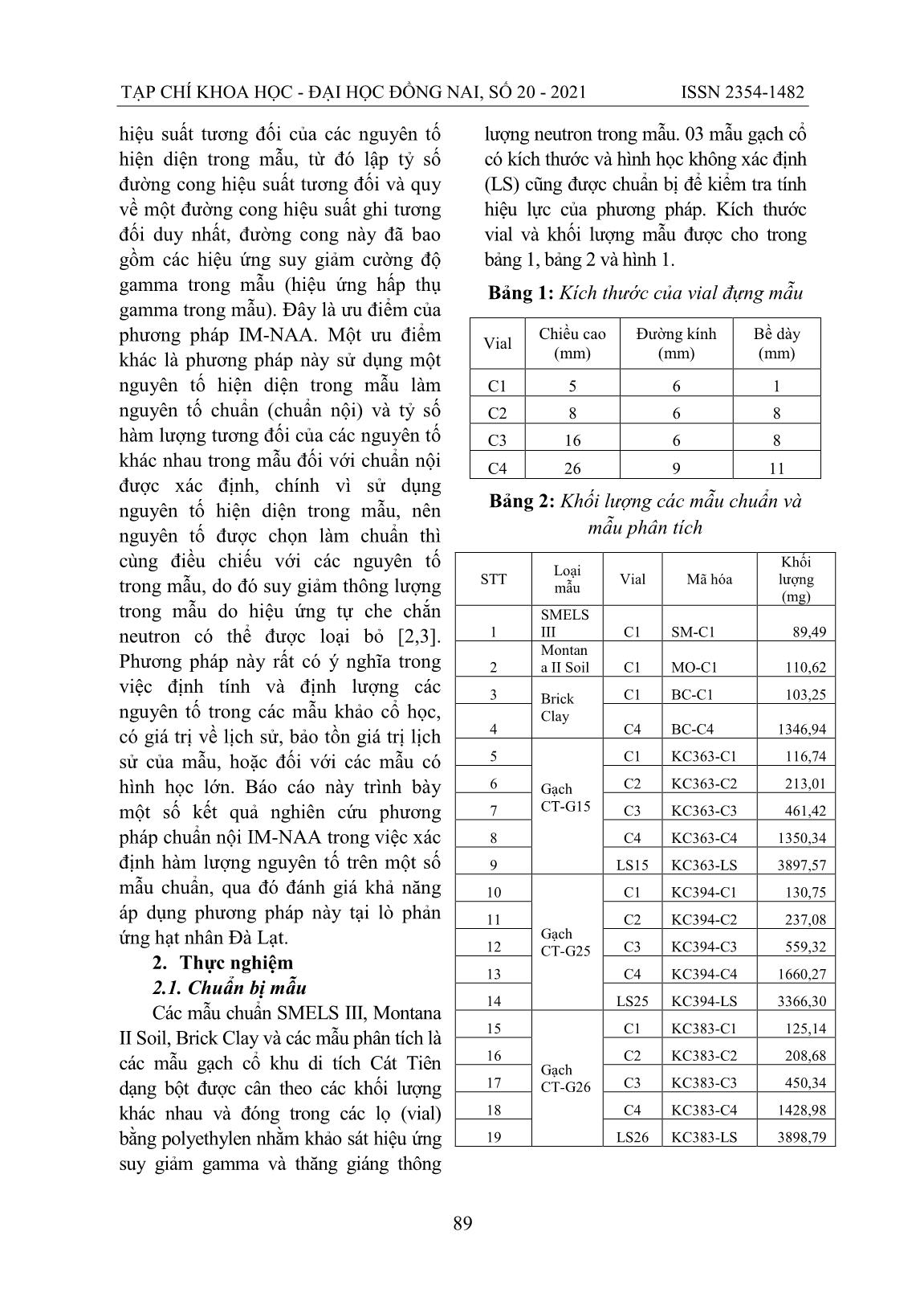 Phát triển phương pháp chuẩn nội trong phân tích kích hoạt neutron tại lò phản ứng hạt nhân Đà Lạt trang 2