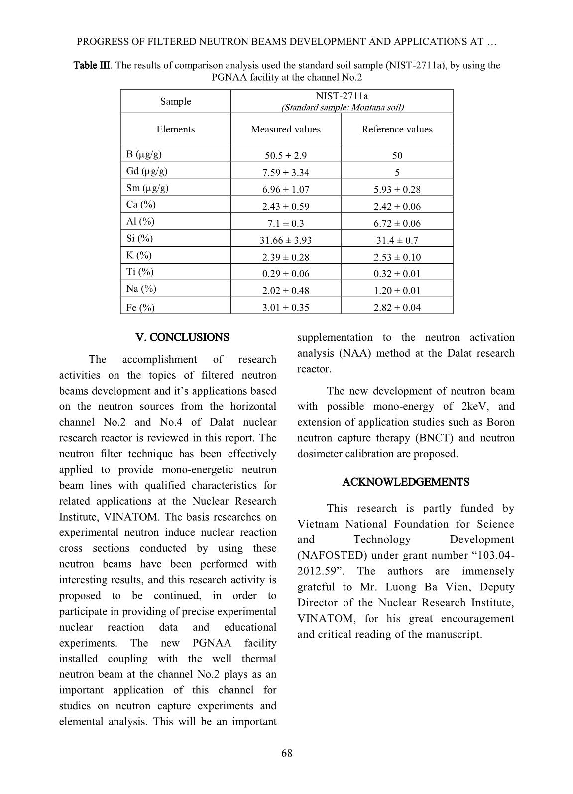 Progress of filtered neutron beams development and applications at the horizontal channels No.2 and No.4 of Dalat nuclear research reactor trang 7