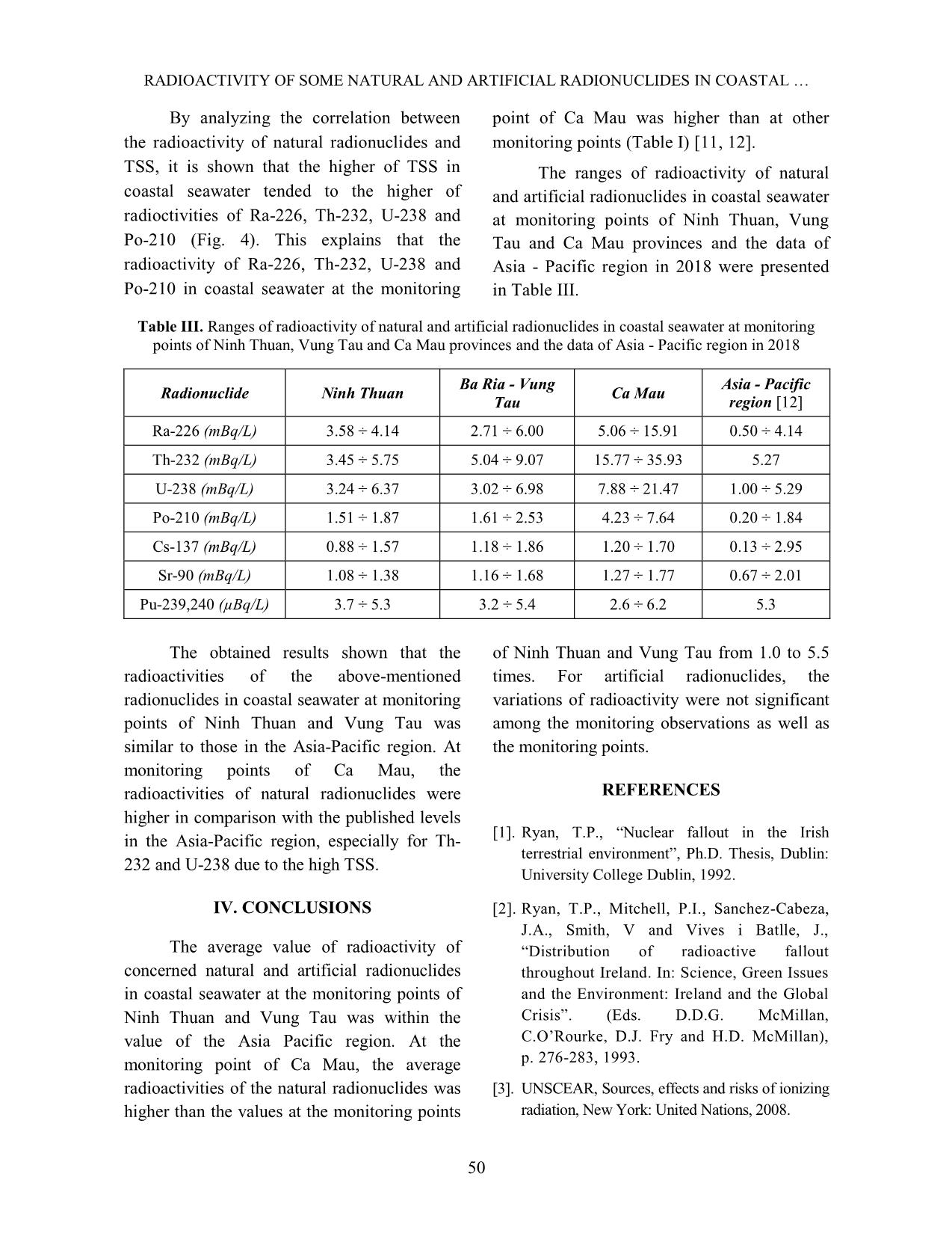 Radioactivity of some natural and artificial radionuclides in coastal seawater at Ninh Thuan, Ba Ria - Vung Tau and Ca Mau provinces in 2018 trang 7