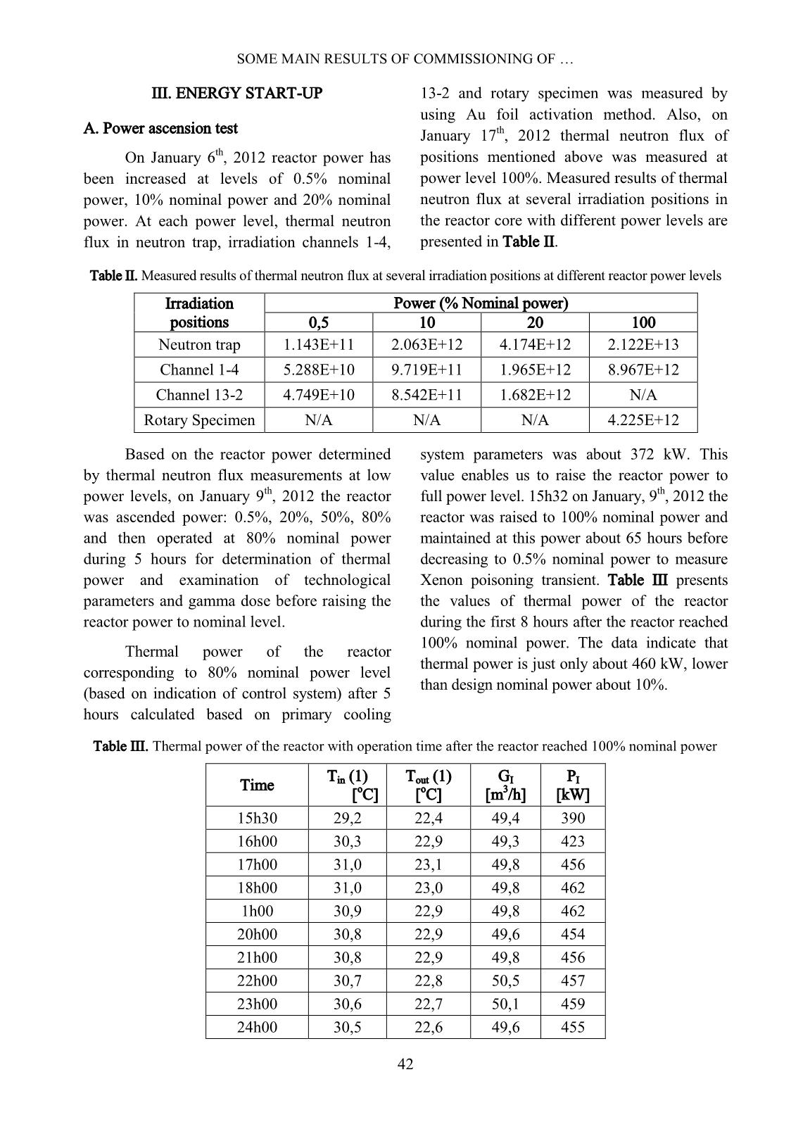 Some main results of commissioning of the Dalat research reactor with low enriched fuel trang 7