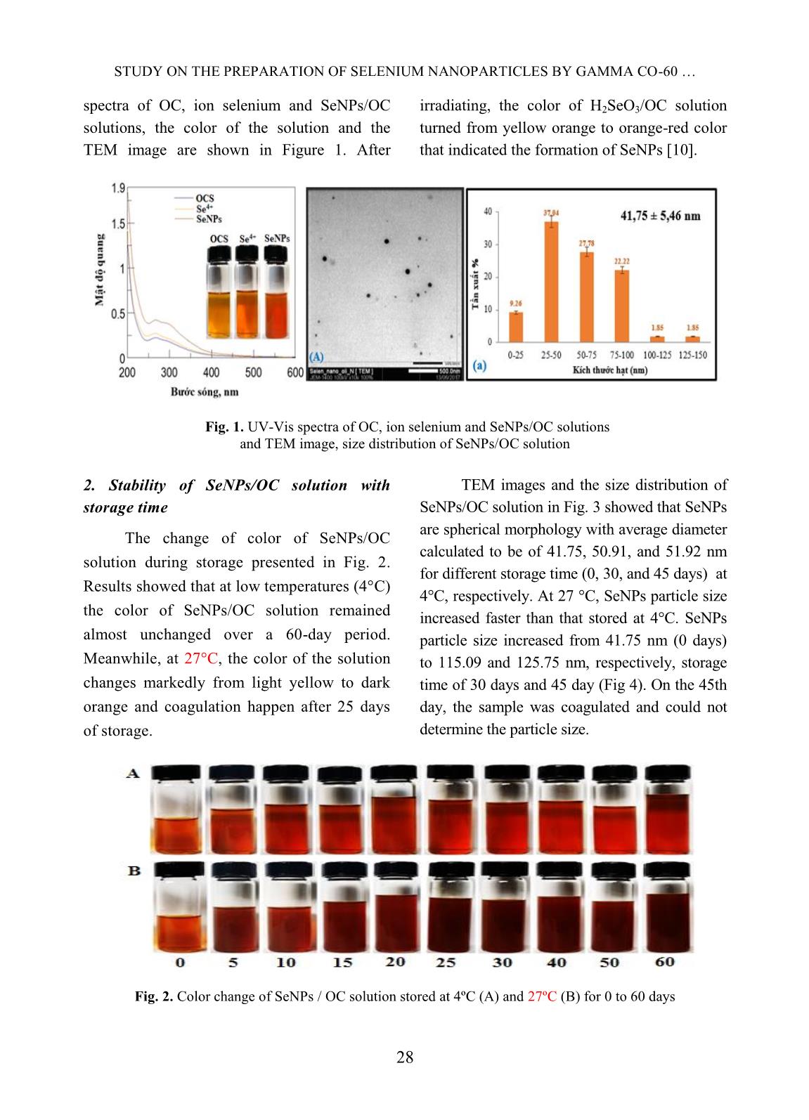 Study on the preparation of selenium nanoparticles by gamma Co-60 method and investigate the stability trang 3