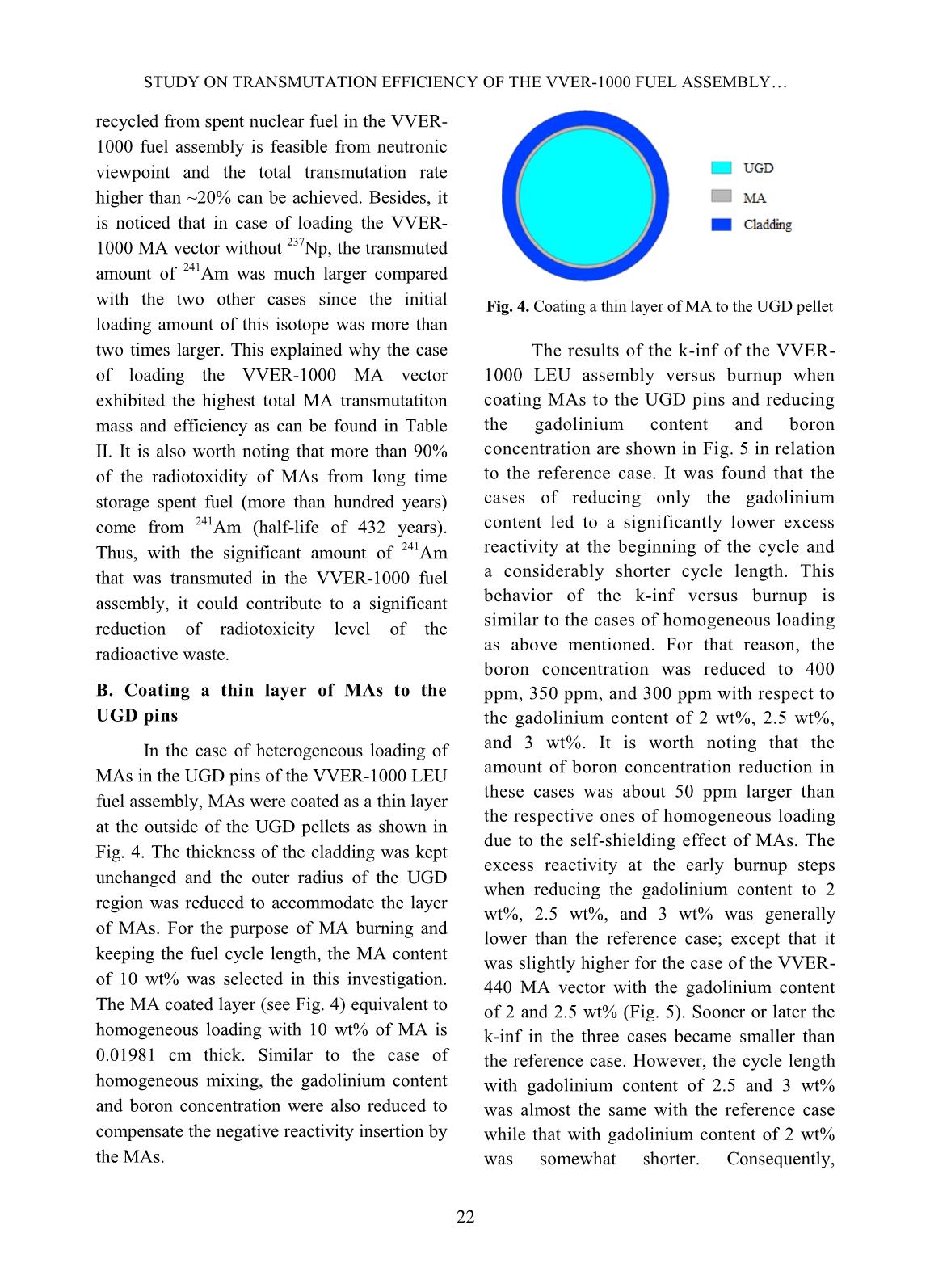 Study on transmutation efficiency of the VVER-1000 fuel assembly with different minor actinide compositions trang 7