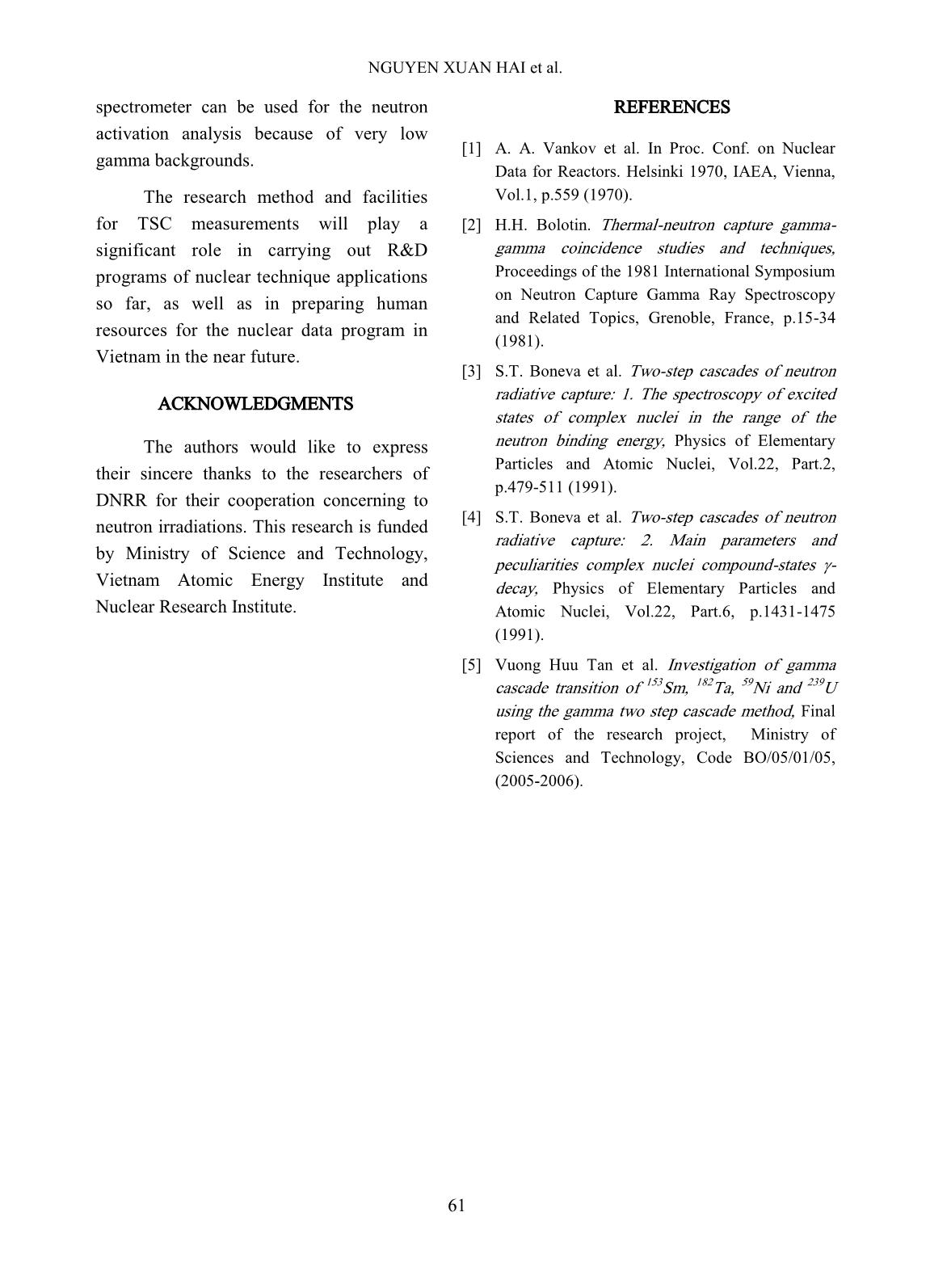 The gamma two-step cascade method at dalat nuclear research reactor trang 5