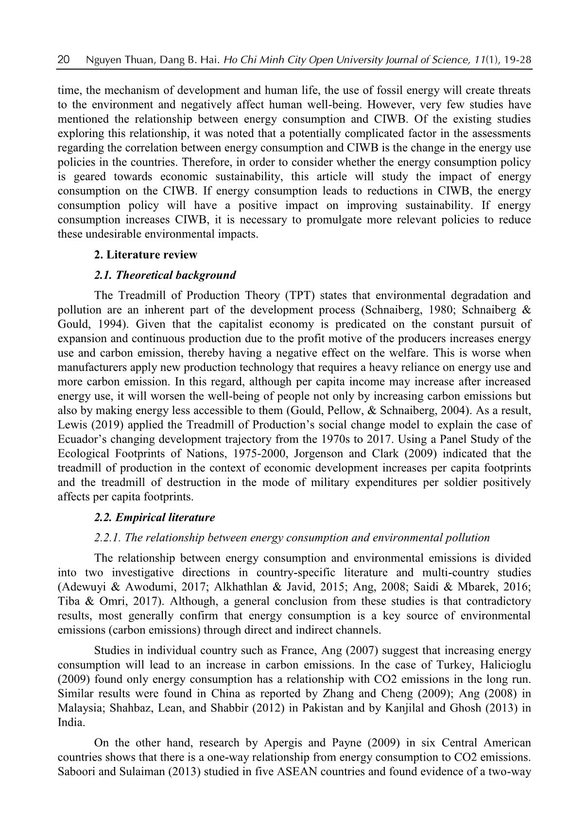 The impact of energy consumption on Carbon Intensity of Human Well-Being (CIWB) trang 2