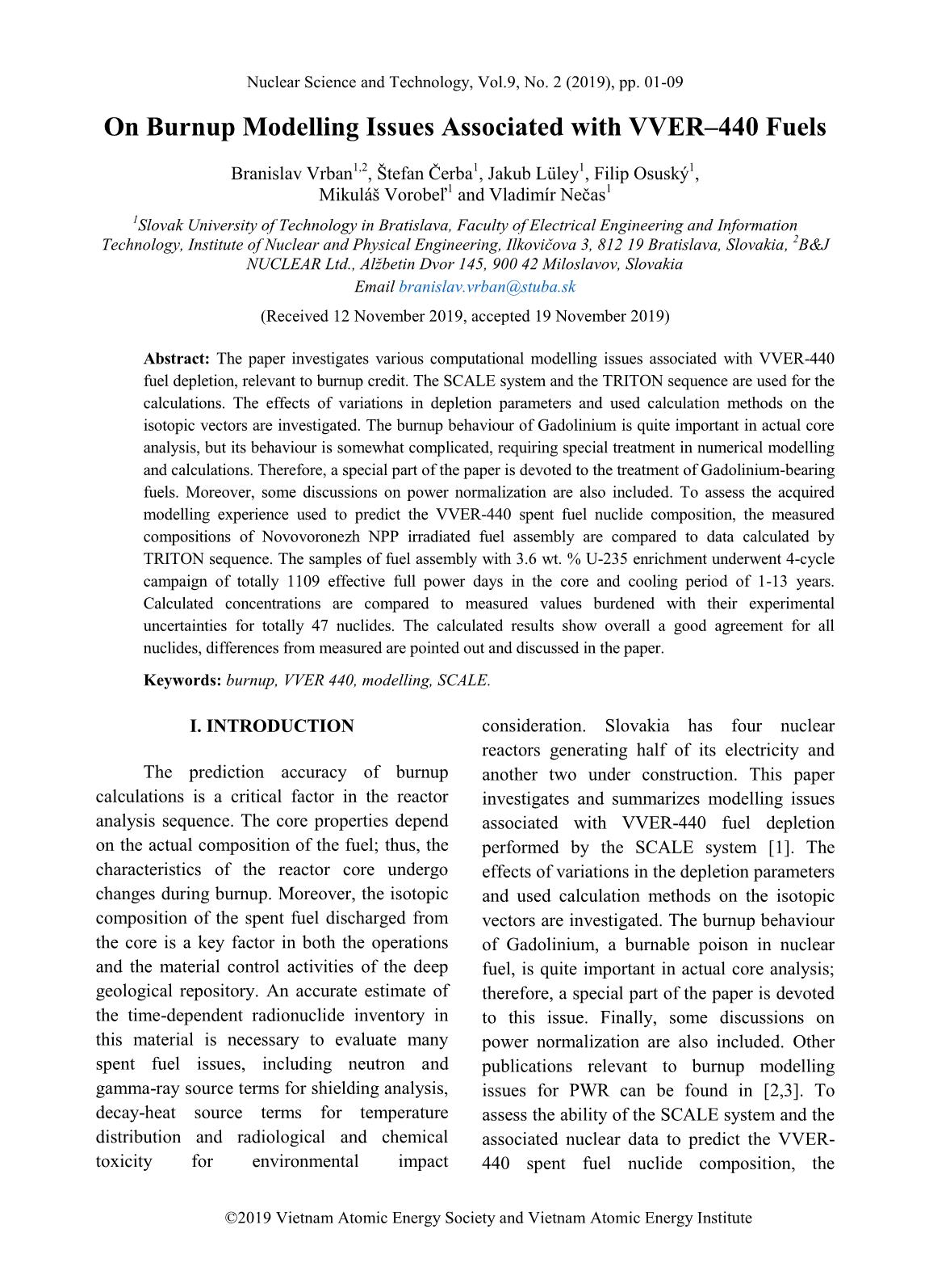 Nuclear Science and Technology - Volume 9, Number 2, June 2019 trang 4