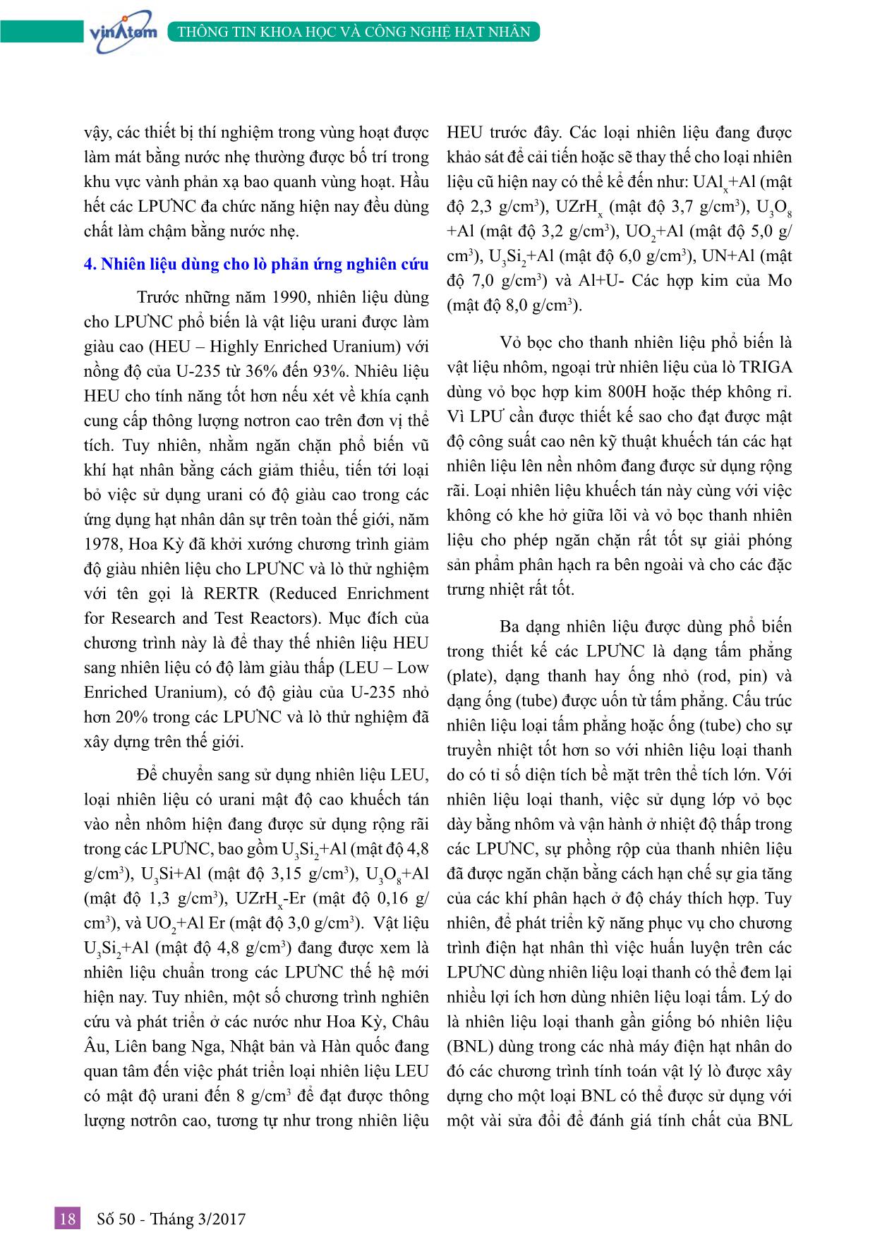 Tìm hiểu về công nghệ lò phản ứng nghiên cứu (Phần 1: Các thông tin chung) trang 8