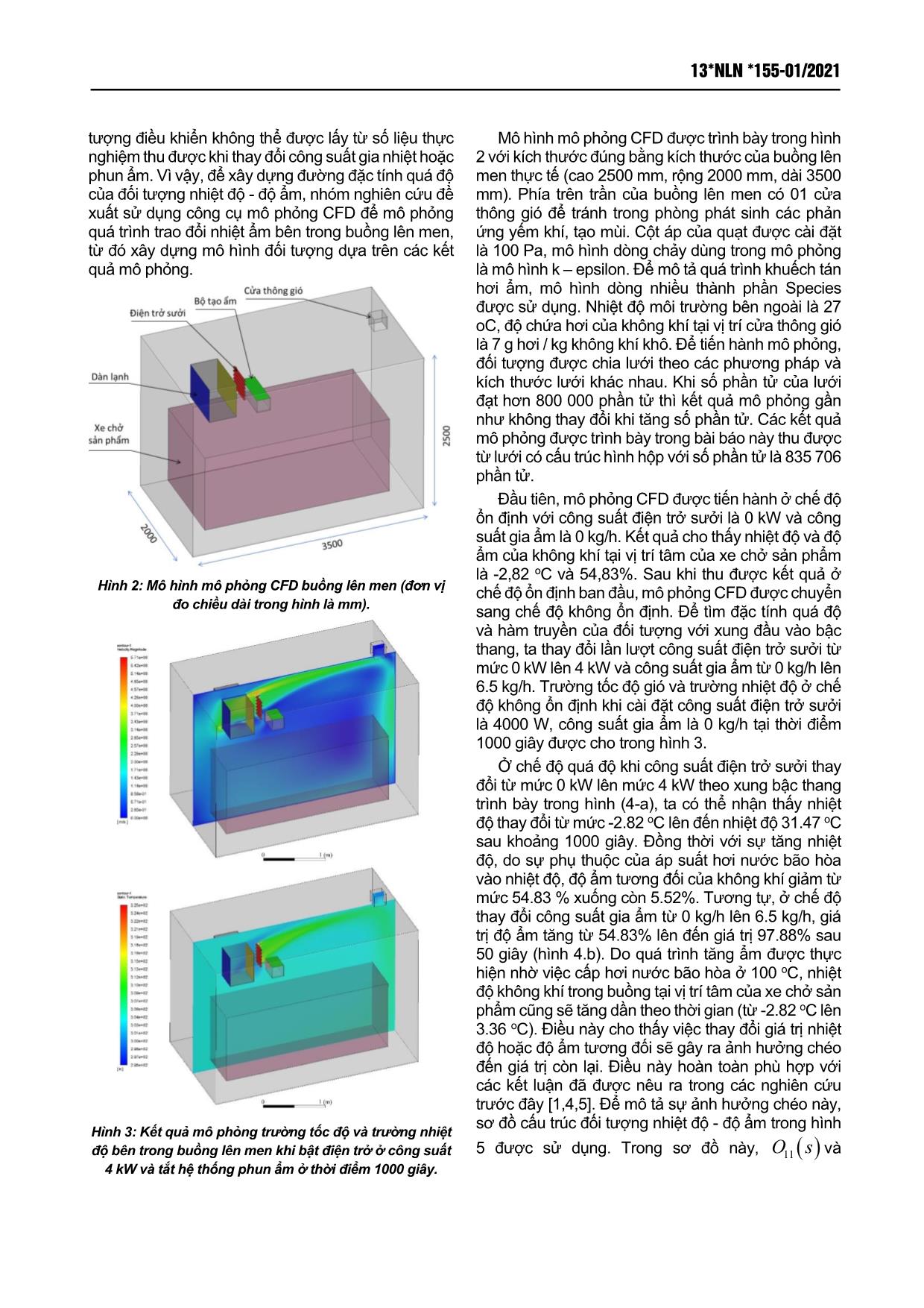 Xây dựng bộ điều khiển tách kênh nhiệt độ - Độ ẩm cho buồng lên men dựa trên mô hình mô phỏng CFD trang 2