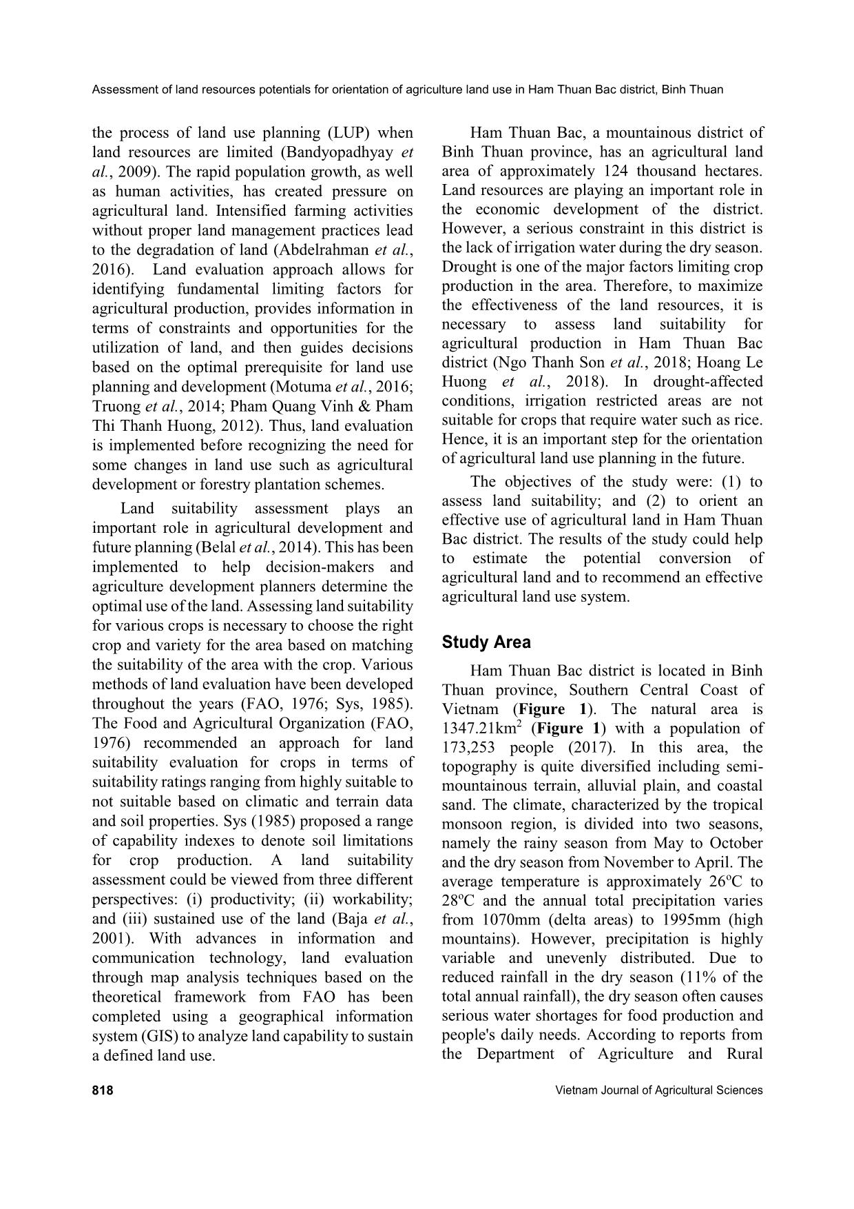 Assessment of Land Resources Potentials for Orientation of Agriculture Land Use in Ham Thuan Bac district, Binh Thuan province trang 2