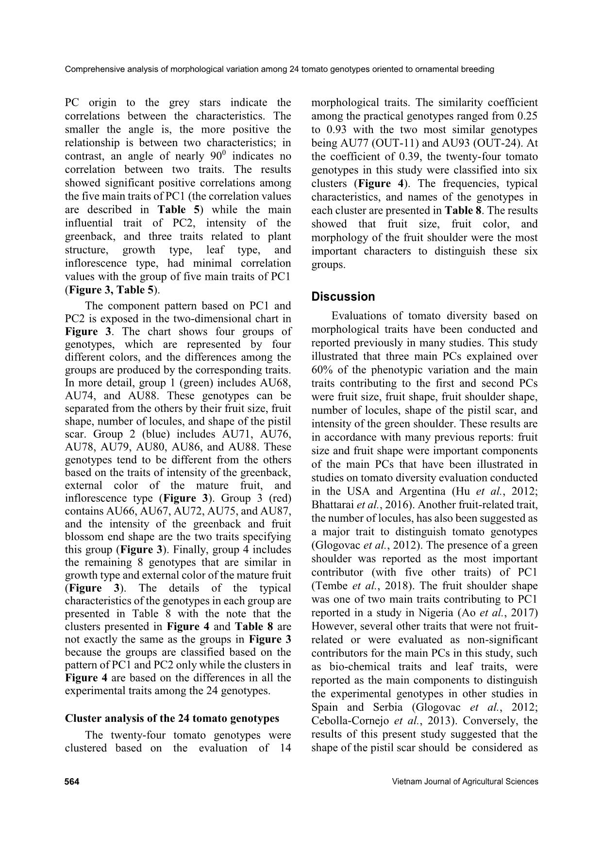 Comprehensive analysis of morphological variation among 24 tomato (Solanum lycopersicum) genotypes oriented to ornamental breeding in Vietnam trang 10