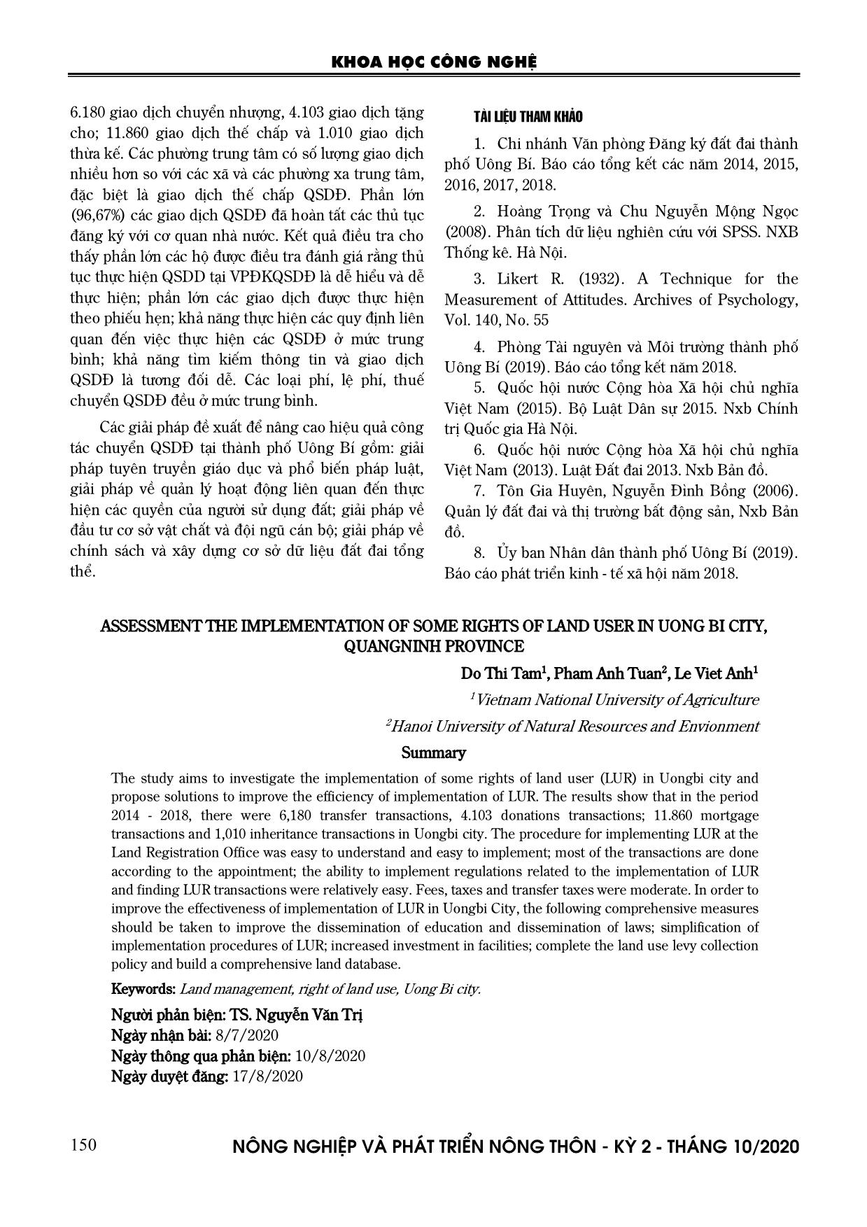 Đánh giá việc thực hiện một số quyền của người sử dụng đất tại thành phố Uông Bí, tỉnh Quảng Ninh trang 10